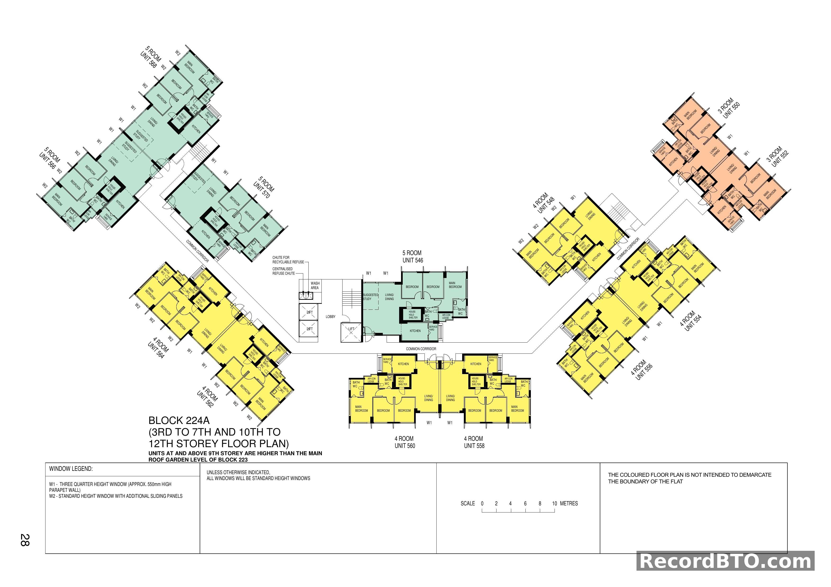 Block 224A: 3rd-7th & 10th-12th Storey Floor Plans