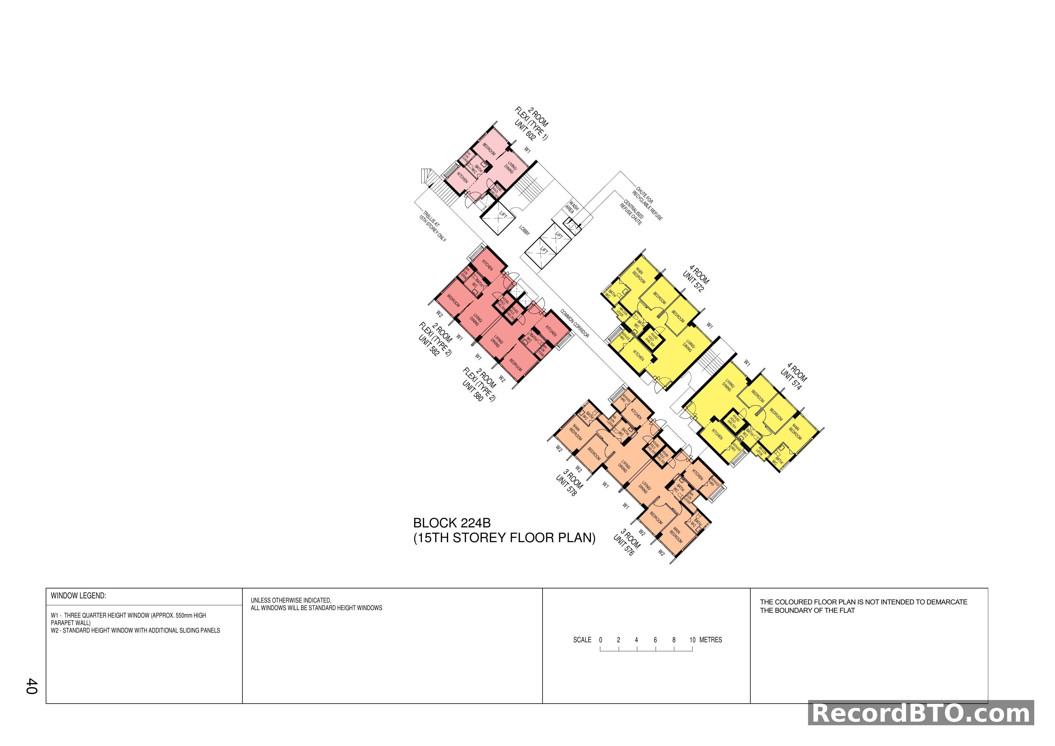 Block 224B: 15th Storey Floor Plan with Multiple Unit Types