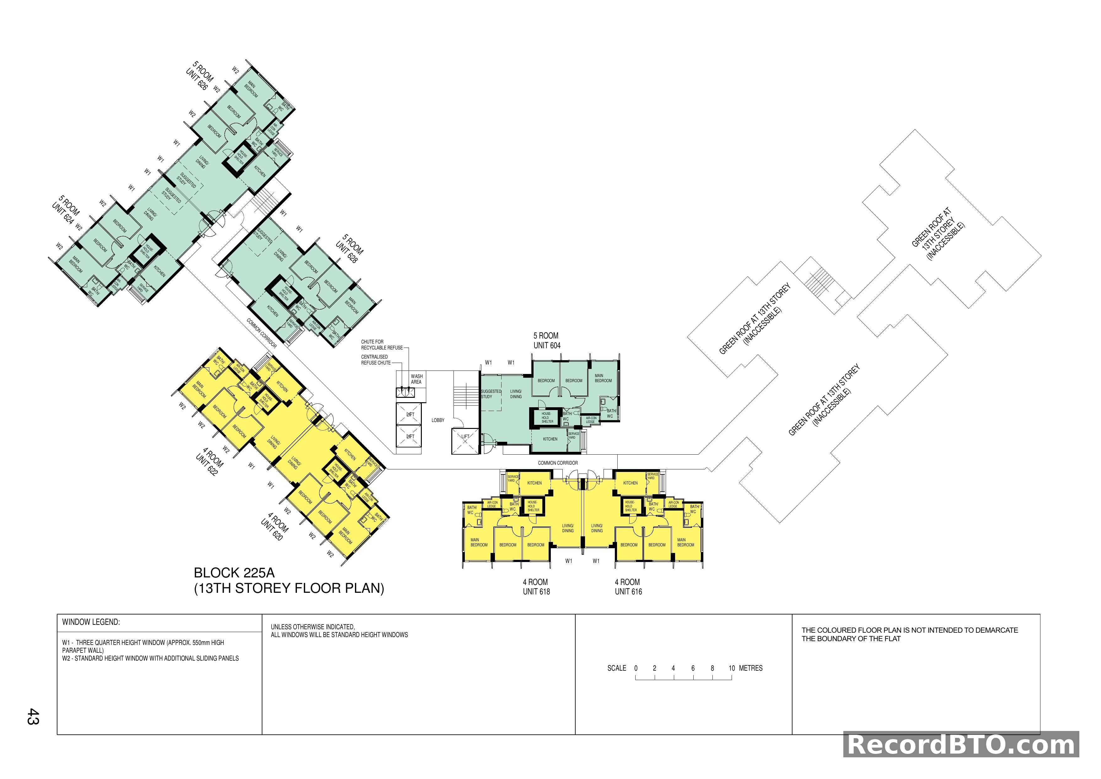 Block 225A: 13th Storey Floor Plan with 4-Room and 5-Room Units