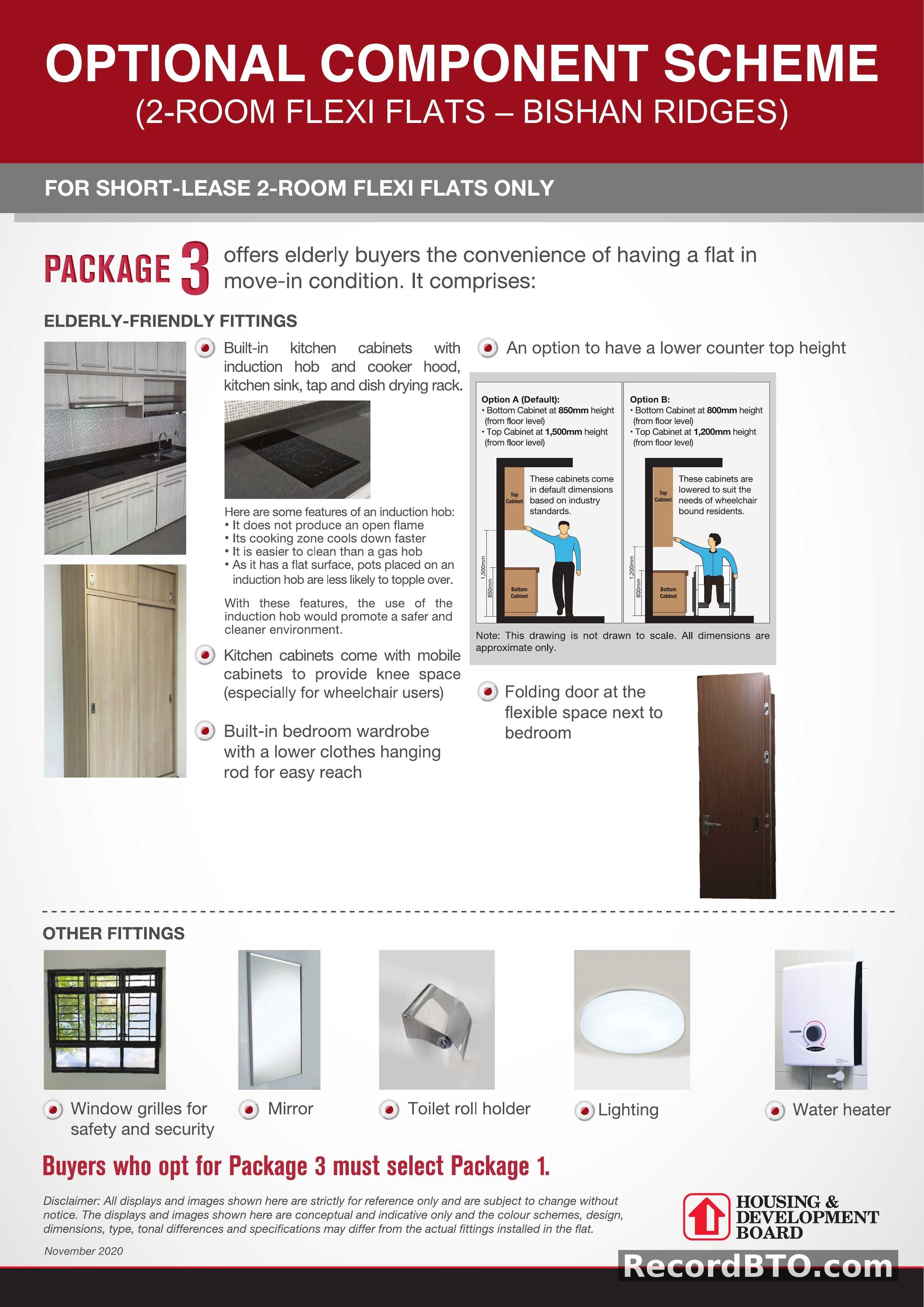 Optional Component Scheme: Package 3 Fittings for 2-Room Flexi Flats