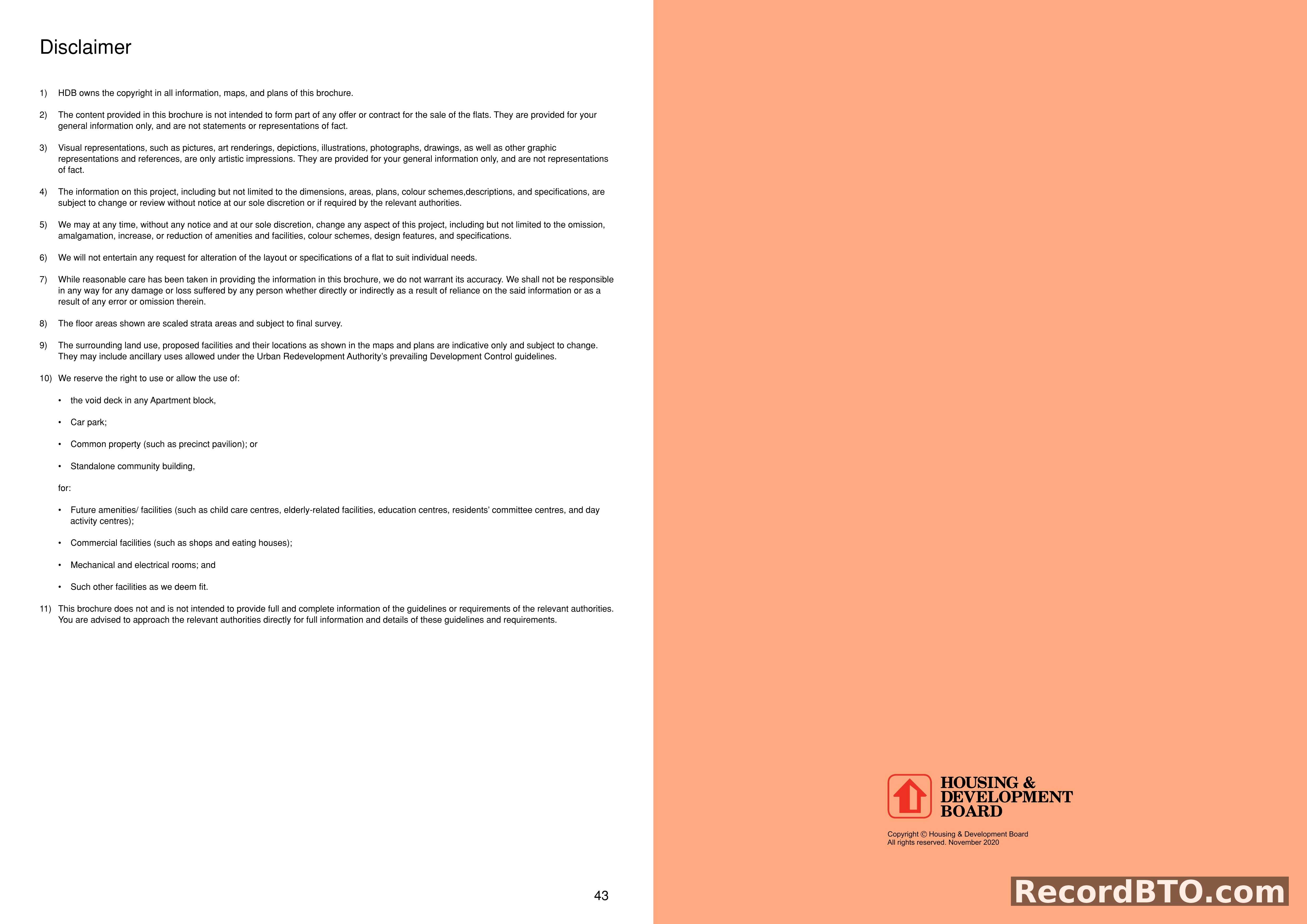 HDB BTO Brochure Disclaimer