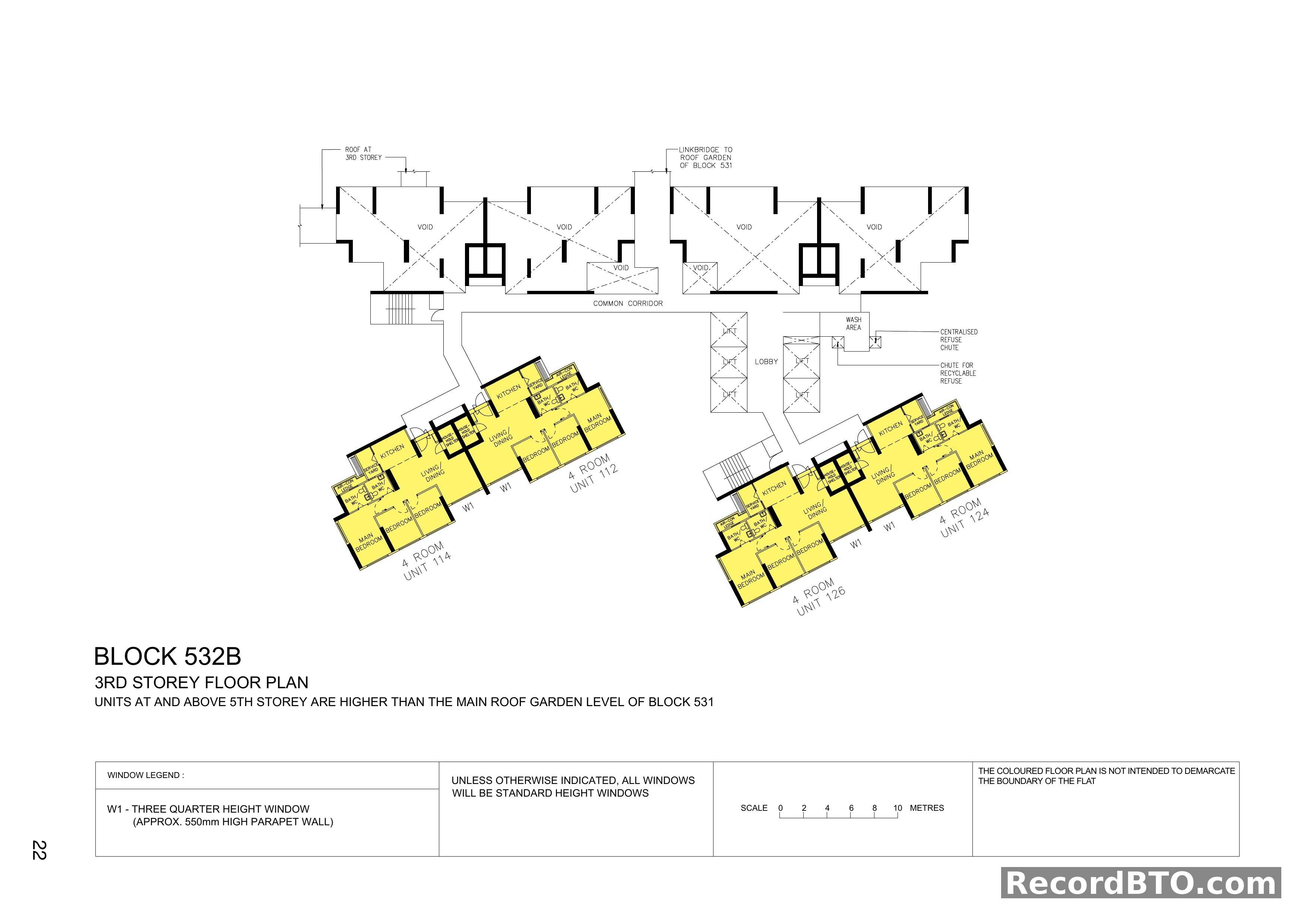 Block 532B: 3rd Storey 4-Room Floor Plan