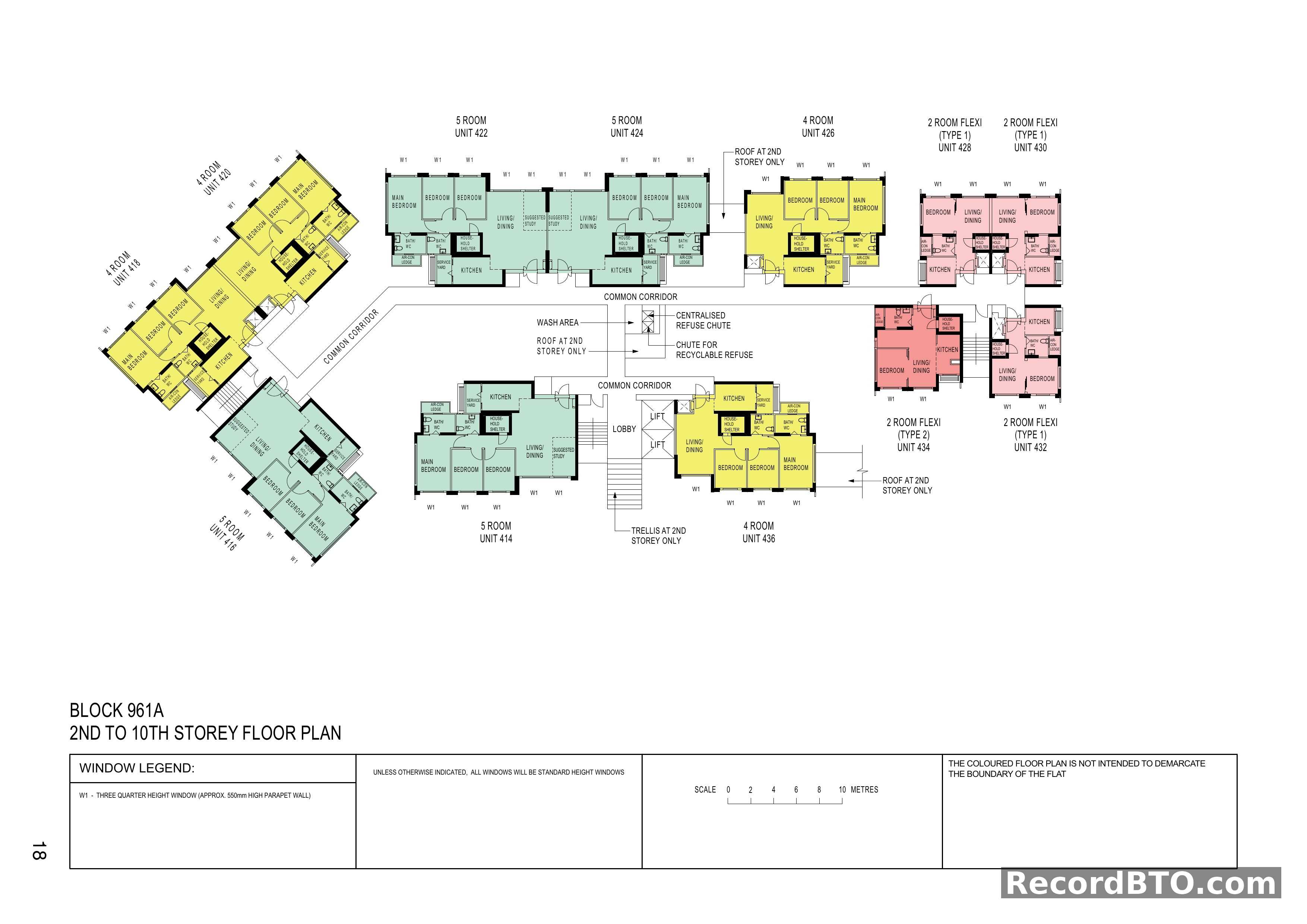 Block 961A: 2nd to 10th Storey Floor Plan