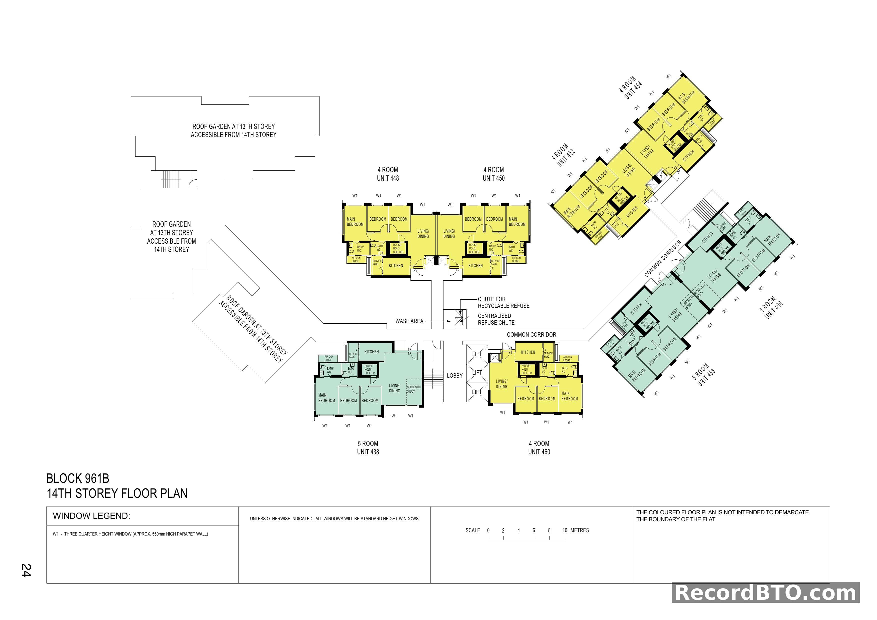 Block 961B: 14th Storey Floor Plan with Unit Layouts