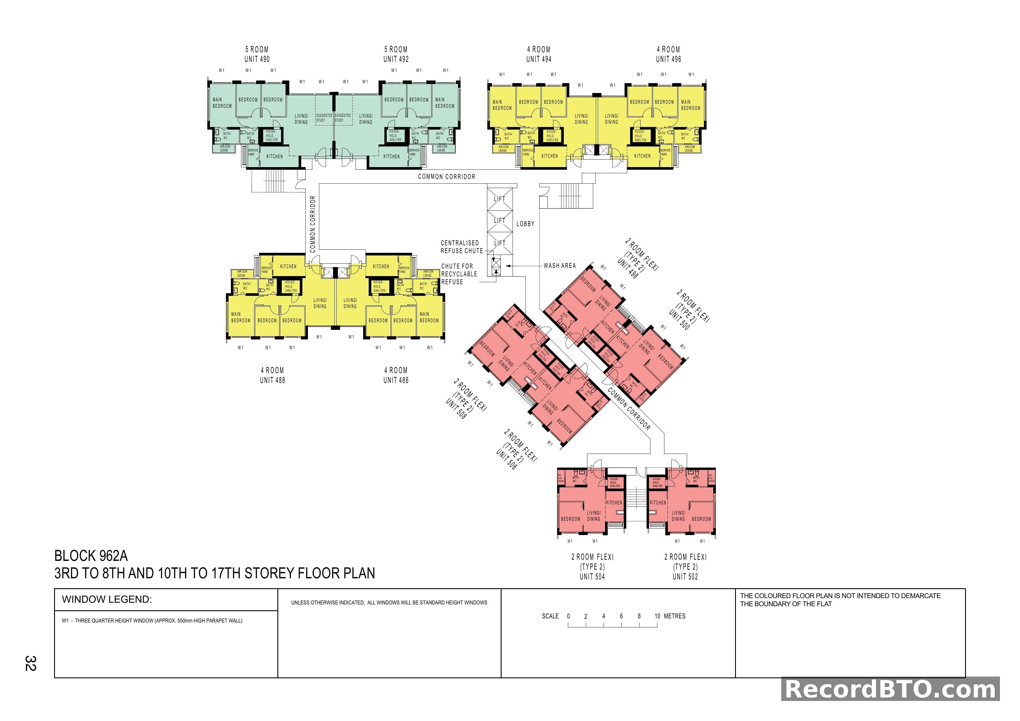 Block 962A: 3rd-8th & 10th-17th Storey Floor Plan