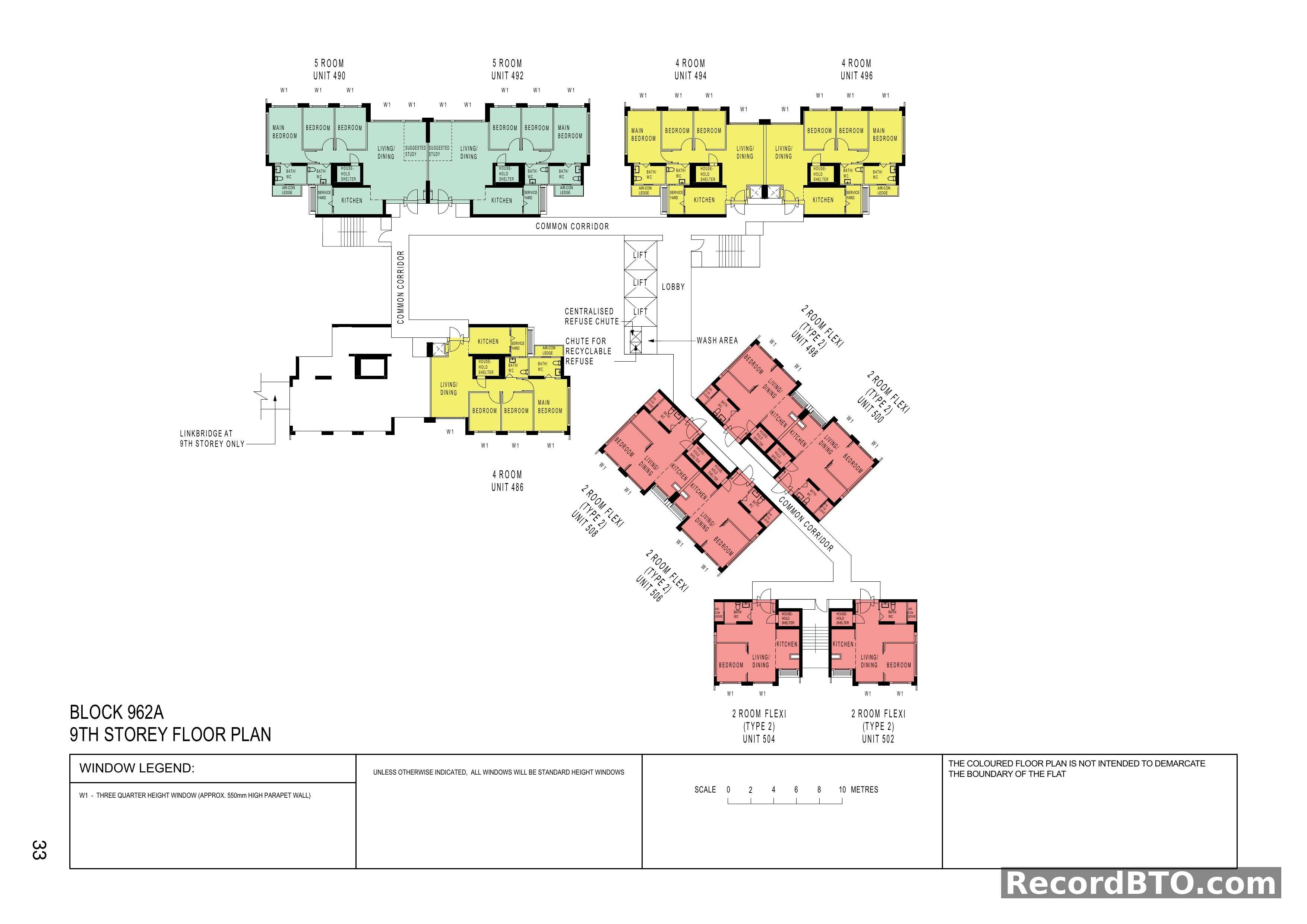 Block 962A: 9th Storey Floor Plan with Multiple Unit Types