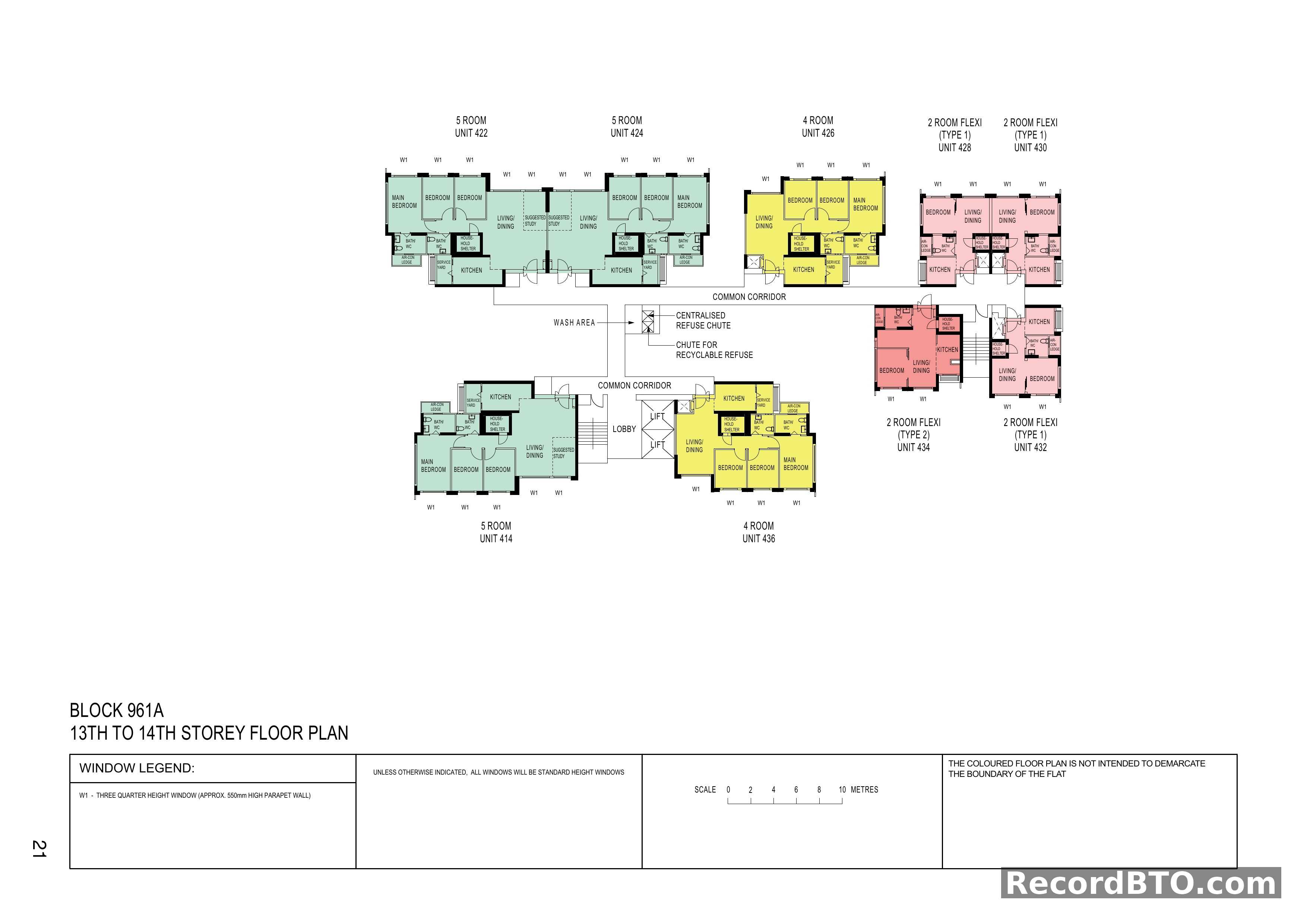 Block 961A: 13th-14th Storey Floor Plans with Multiple Unit Types
