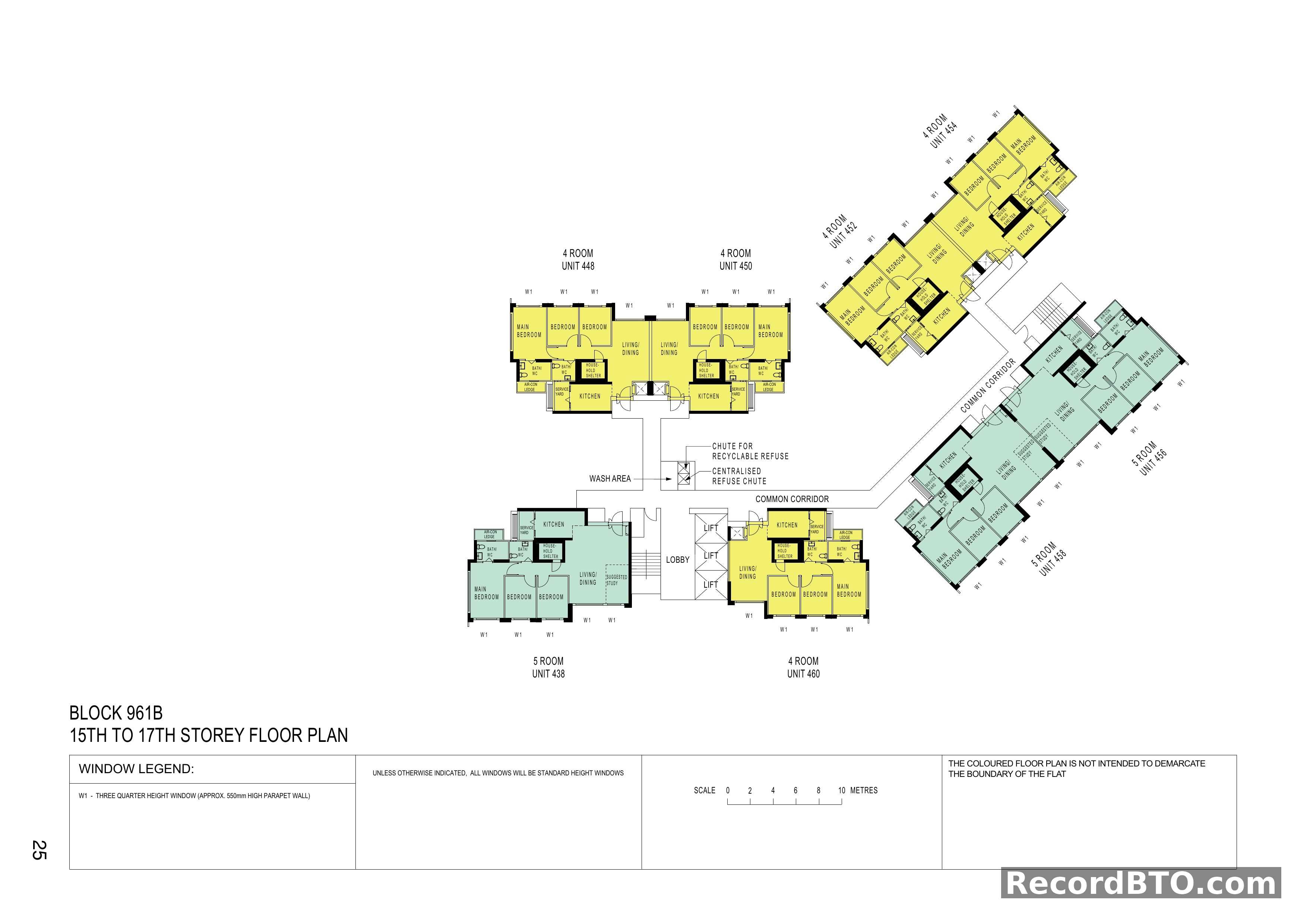 Block 961B: 15th-17th Storey Floor Plan