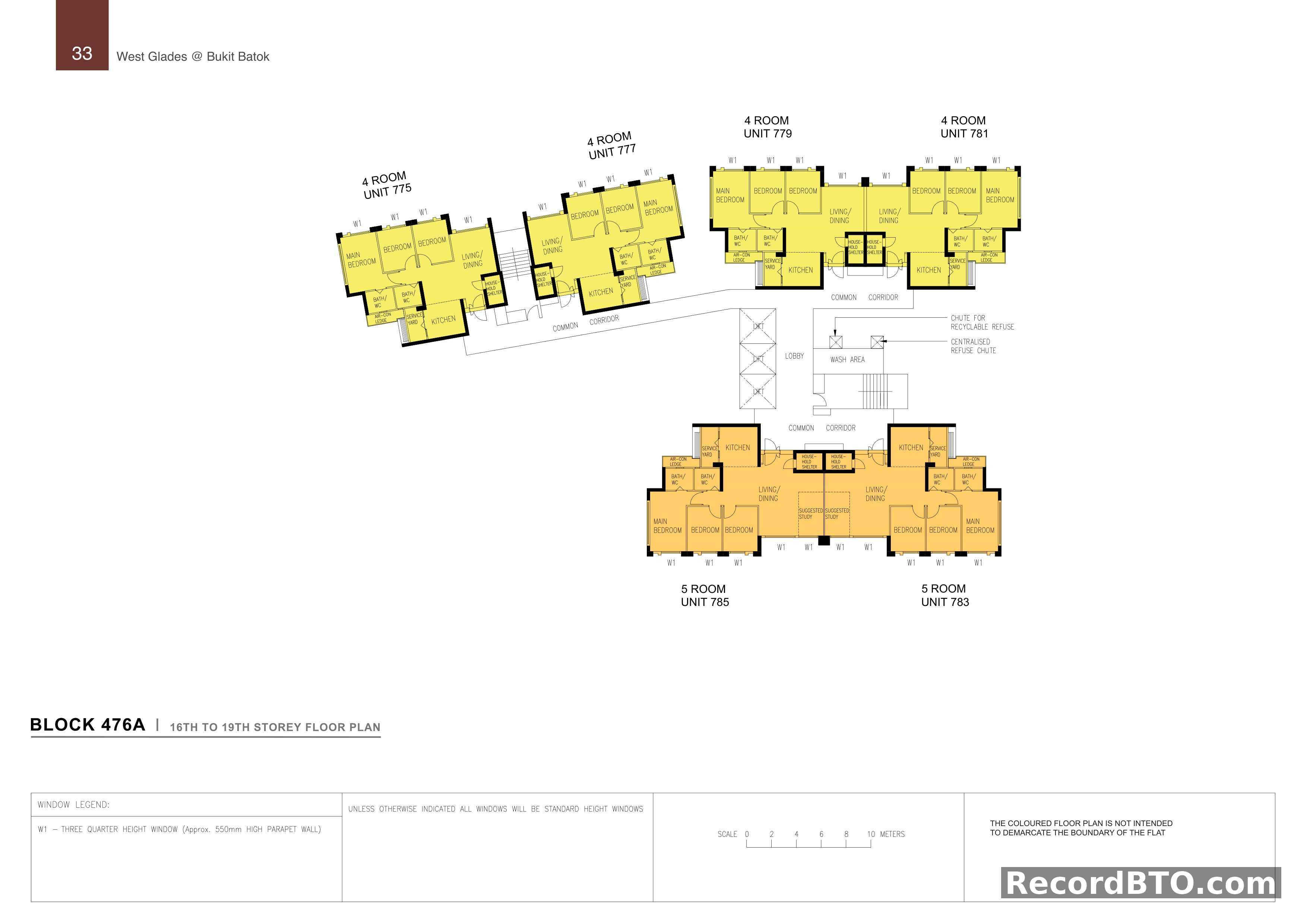 Block 476A: 16th-19th Storey Floor Plans with 4- and 5-Room Units