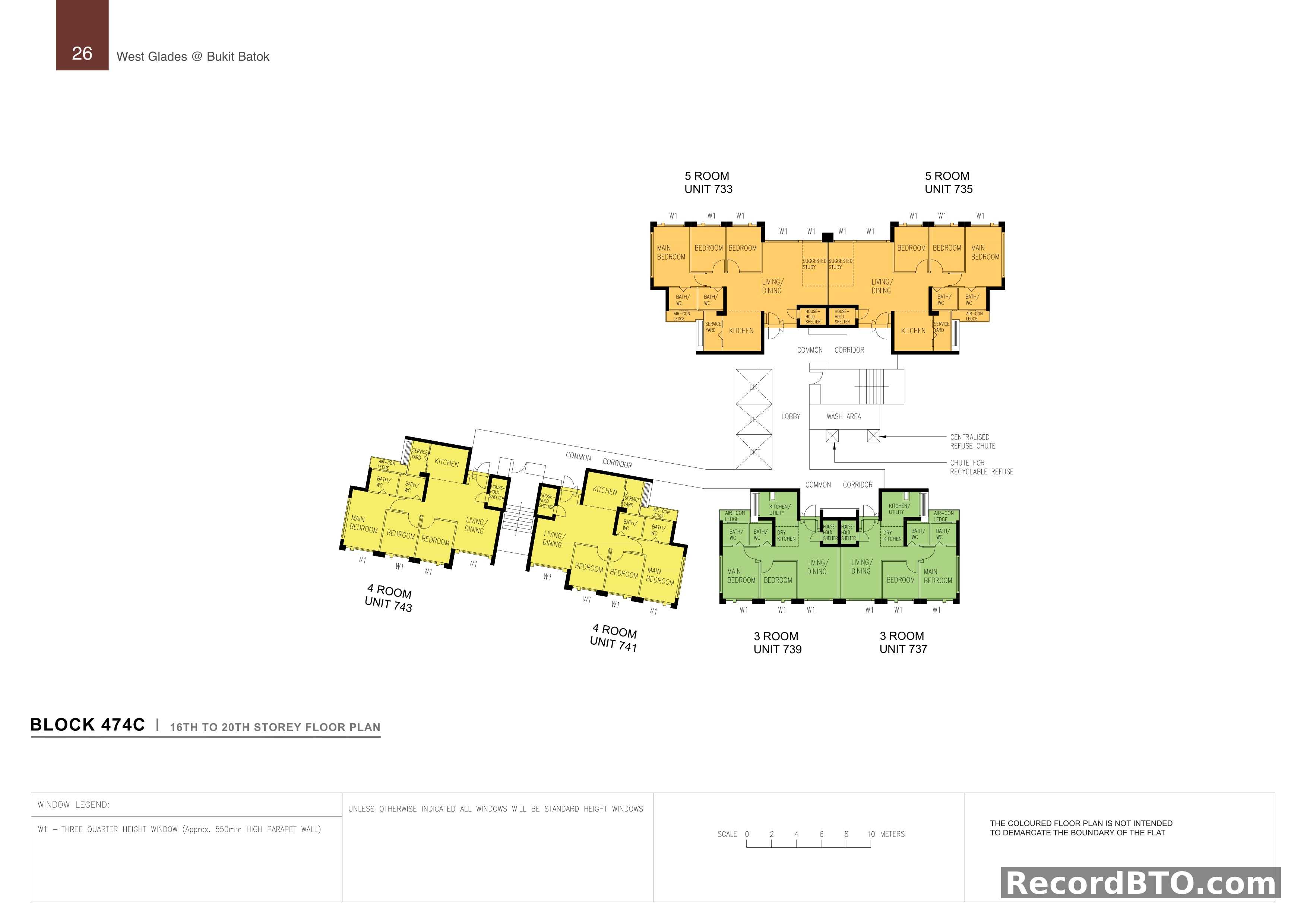 Block 474C: 16th to 20th Storey Floor Plans