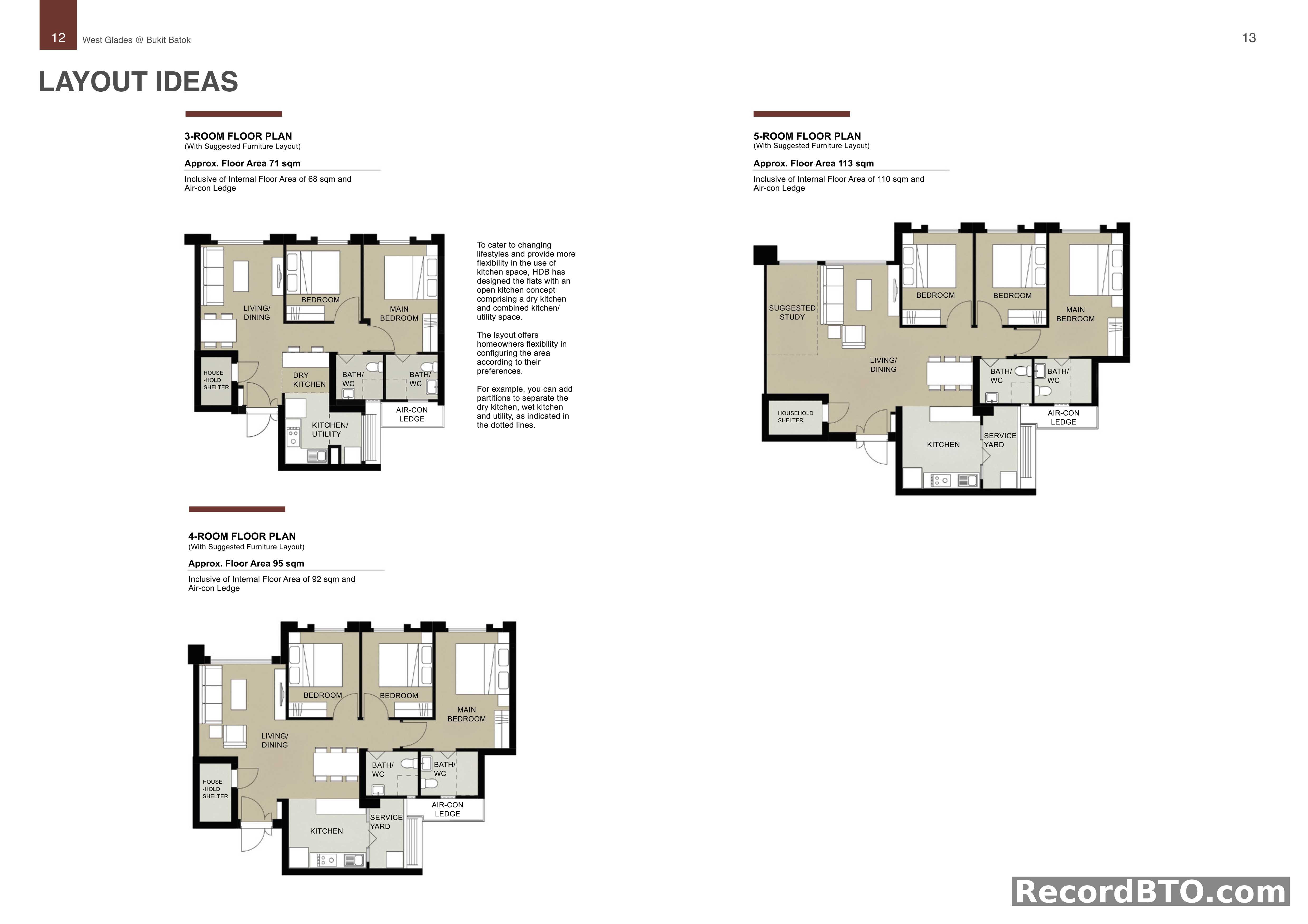 HDB BTO Flat Layout Ideas: 3, 4, and 5-Room Plans