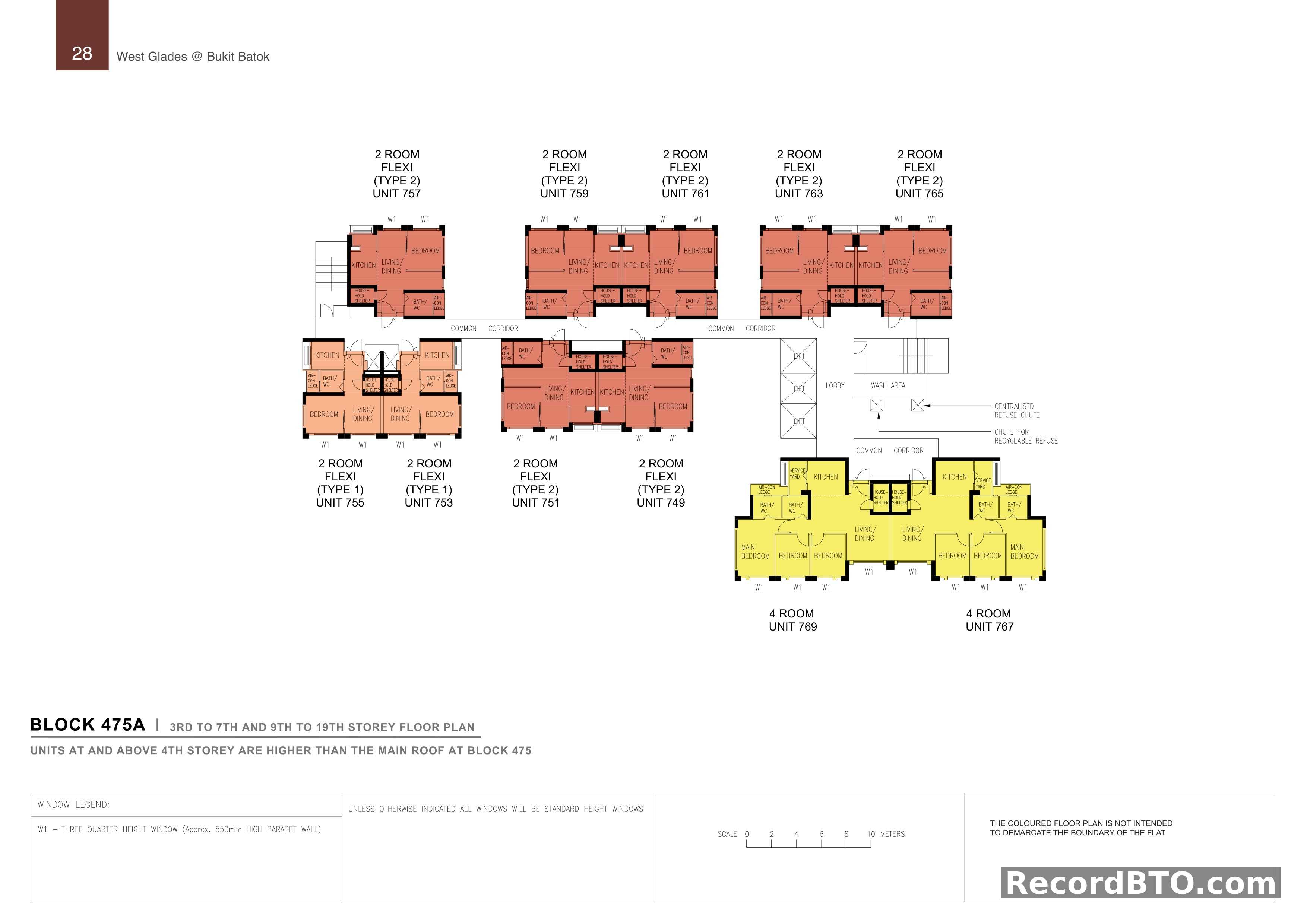 Block 475A: 3rd-7th & 9th-19th Storey Floor Plans