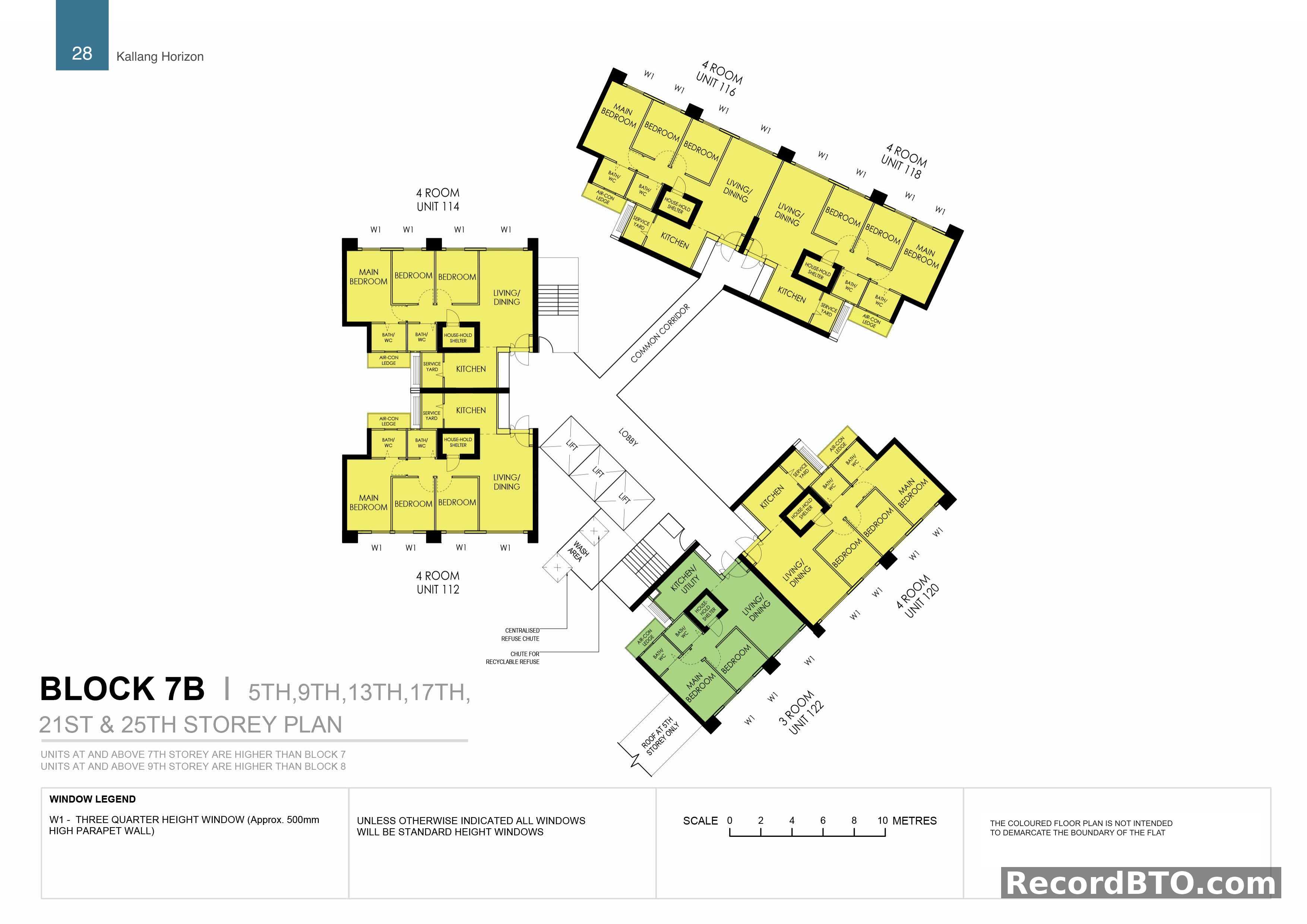 Block 7B: 5th, 9th, 13th, 17th, 21st & 25th Storey Floor Plans