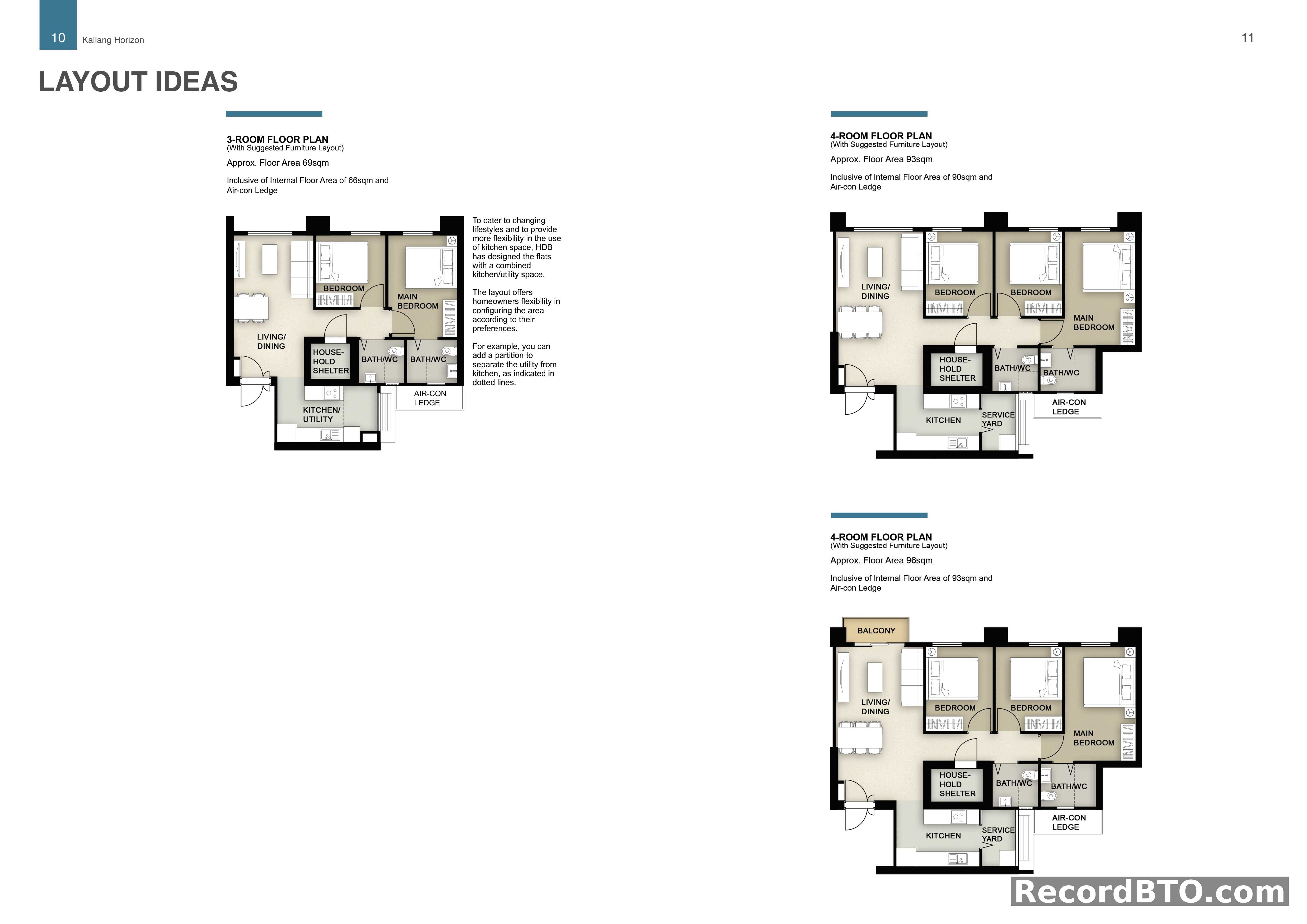 HDB BTO Layout Ideas: 3-Room and 4-Room Floor Plans