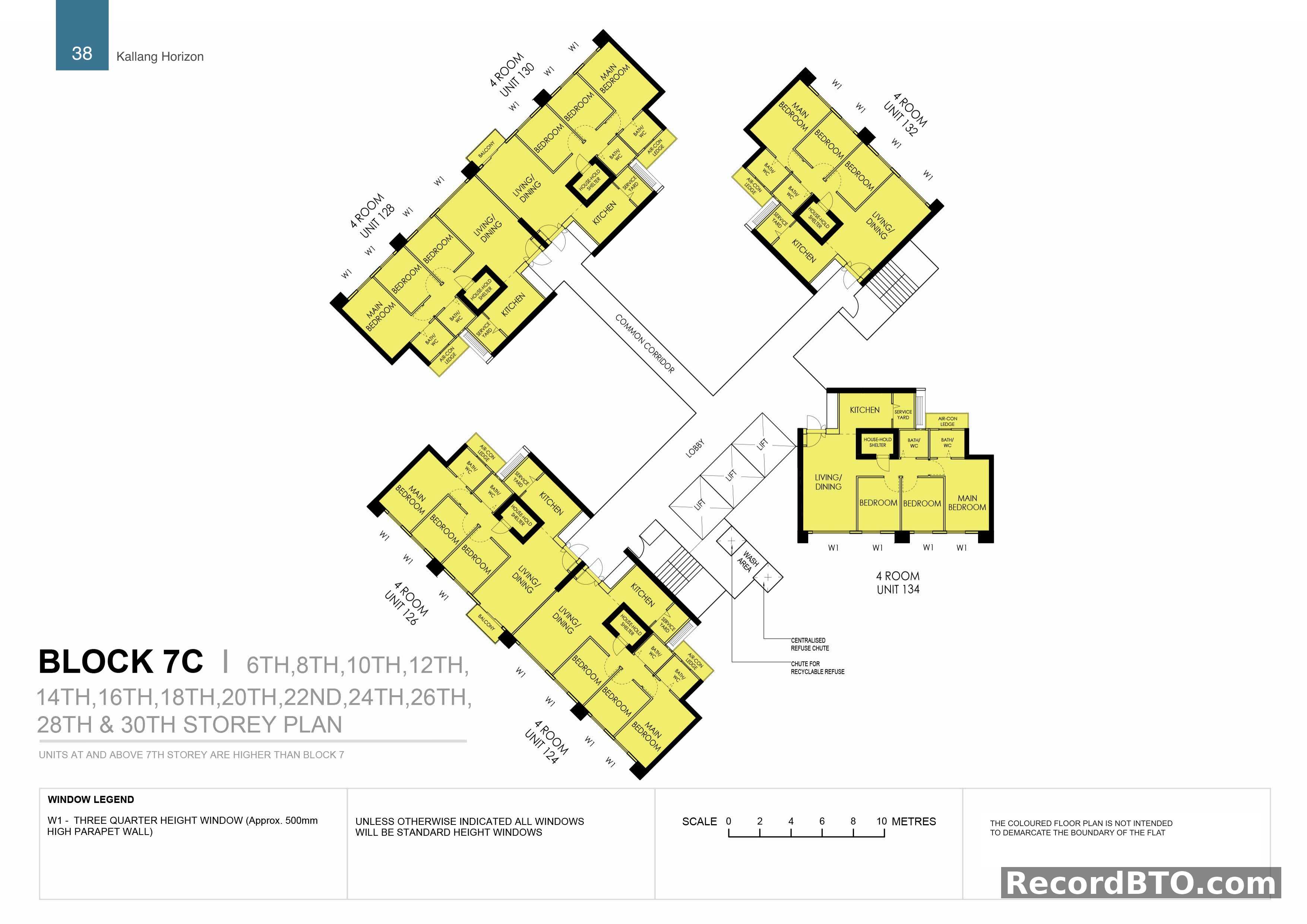 Block 7C: 4-Room Unit Floor Plans for Multiple Storeys