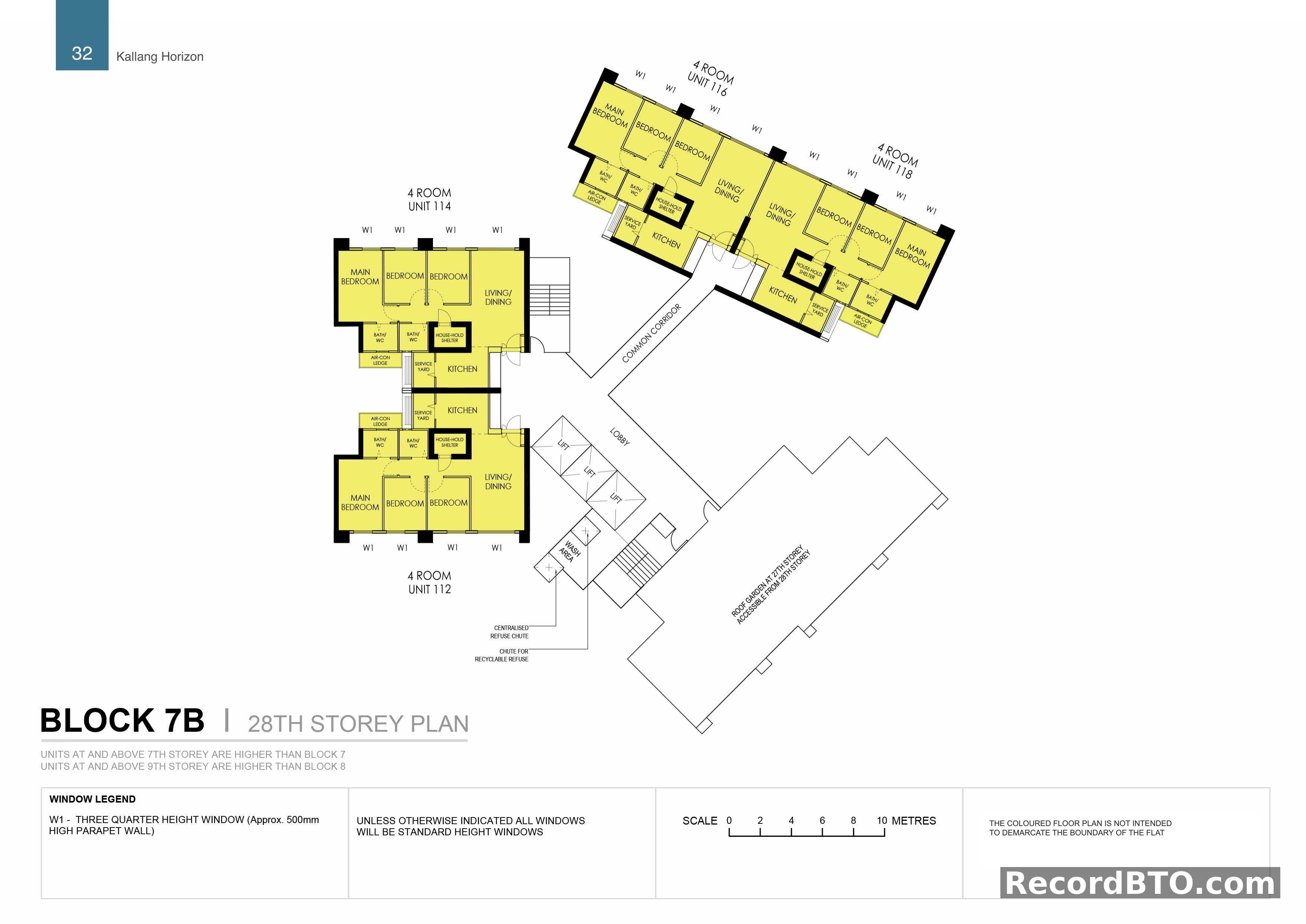 Block 7B: 28th Storey Floor Plan with 4-Room Units