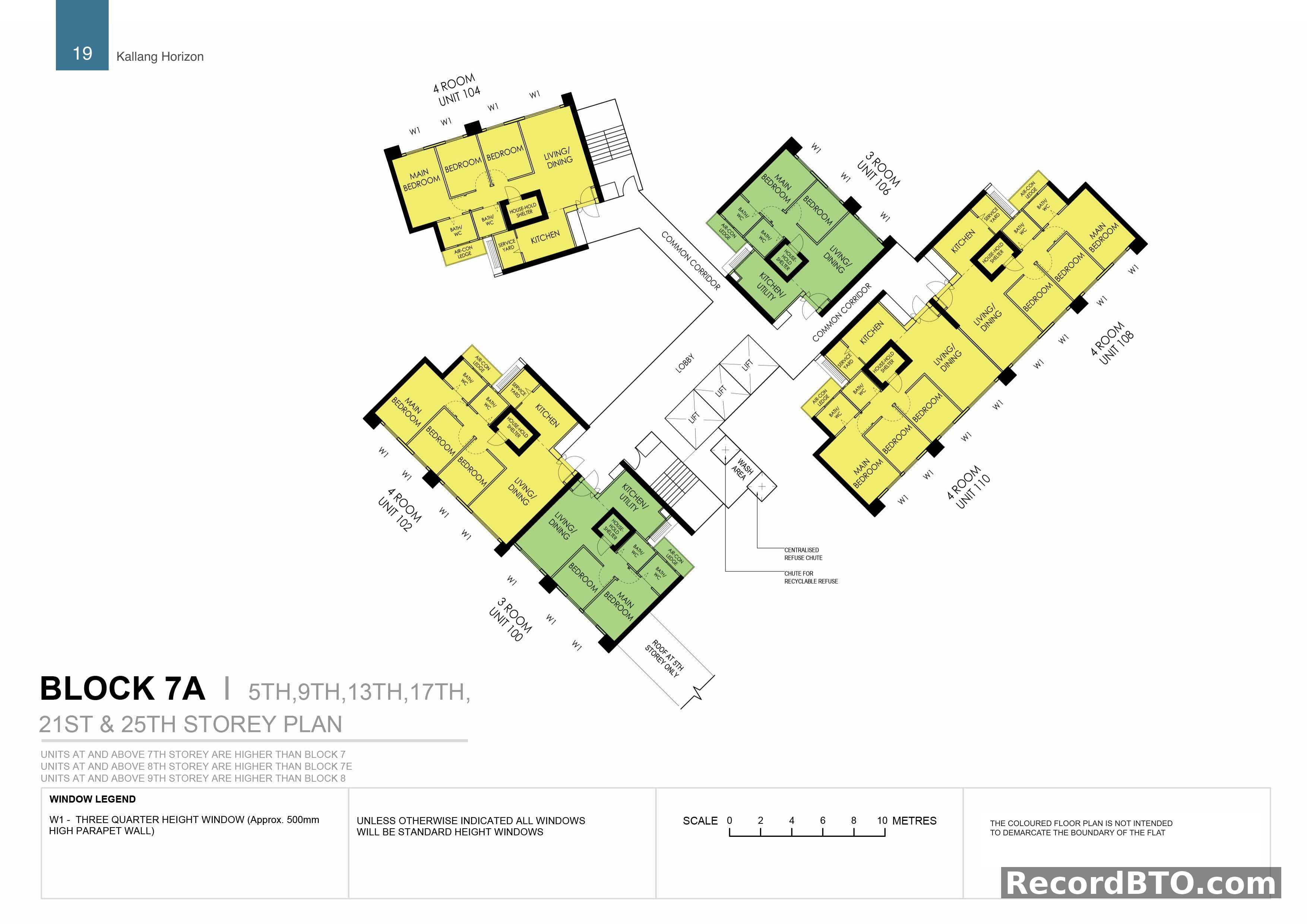 Block 7A: 5th, 9th, 13th, 17th, 21st & 25th Storey Floor Plans