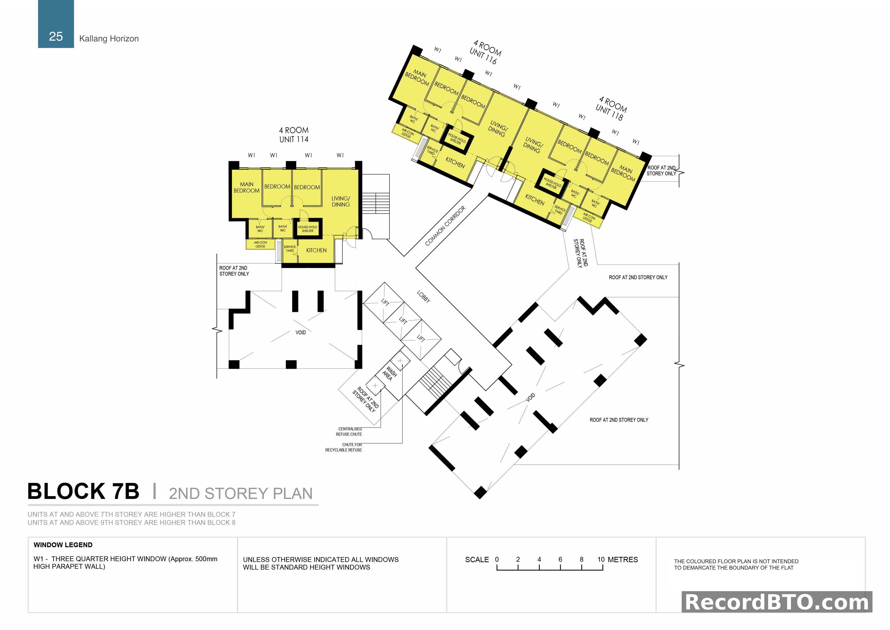 Block 7B: 2nd Storey Floor Plan with 4-Room Units