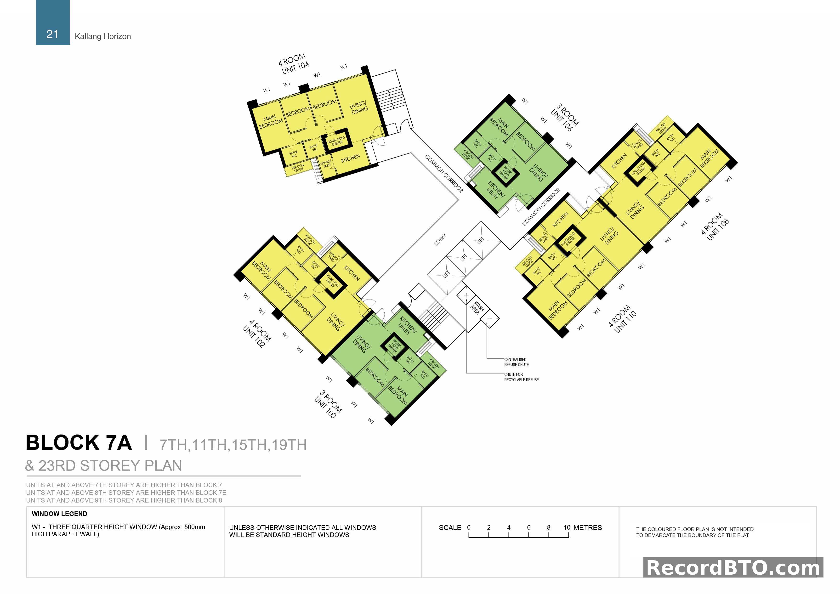 Block 7A Floor Plans: 7th, 11th, 15th, 19th & 23rd Storey