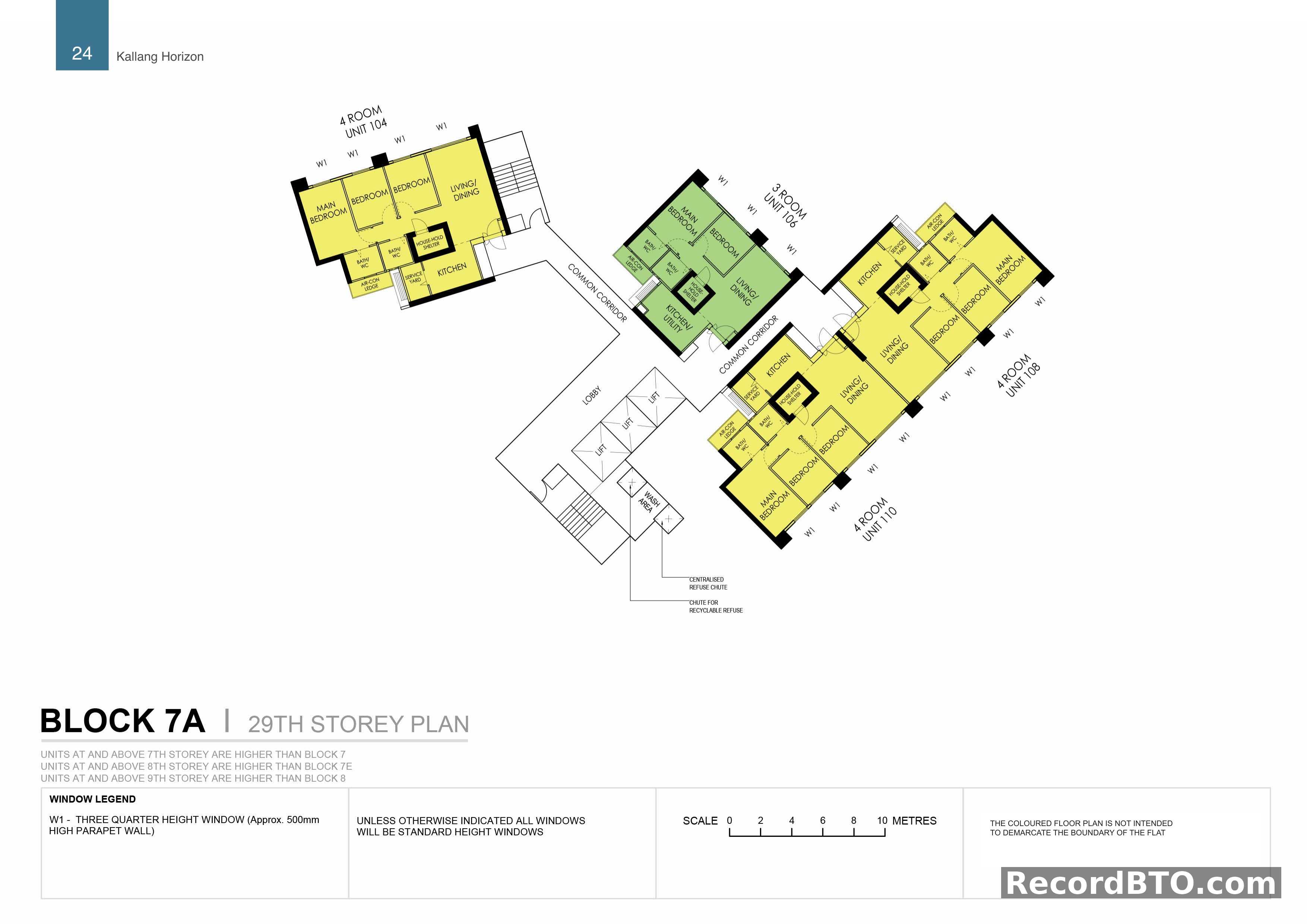 Block 7A: 29th Storey Floor Plans for 3- and 4-Room Units