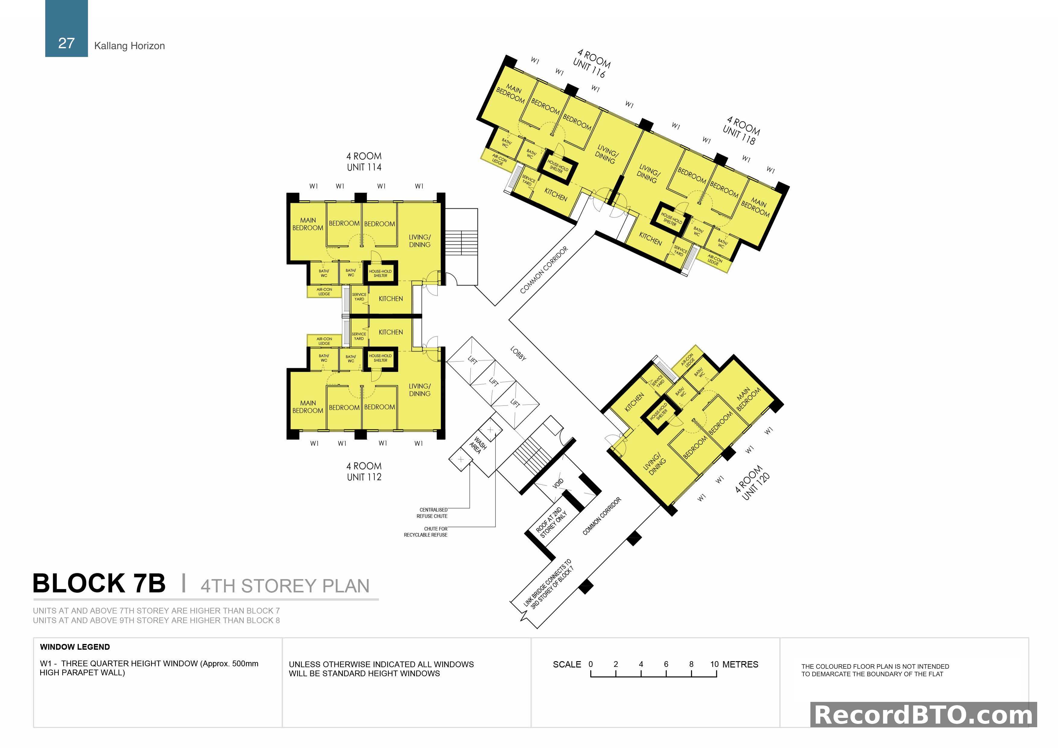 Block 7B: 4th Storey 4-Room Floor Plan