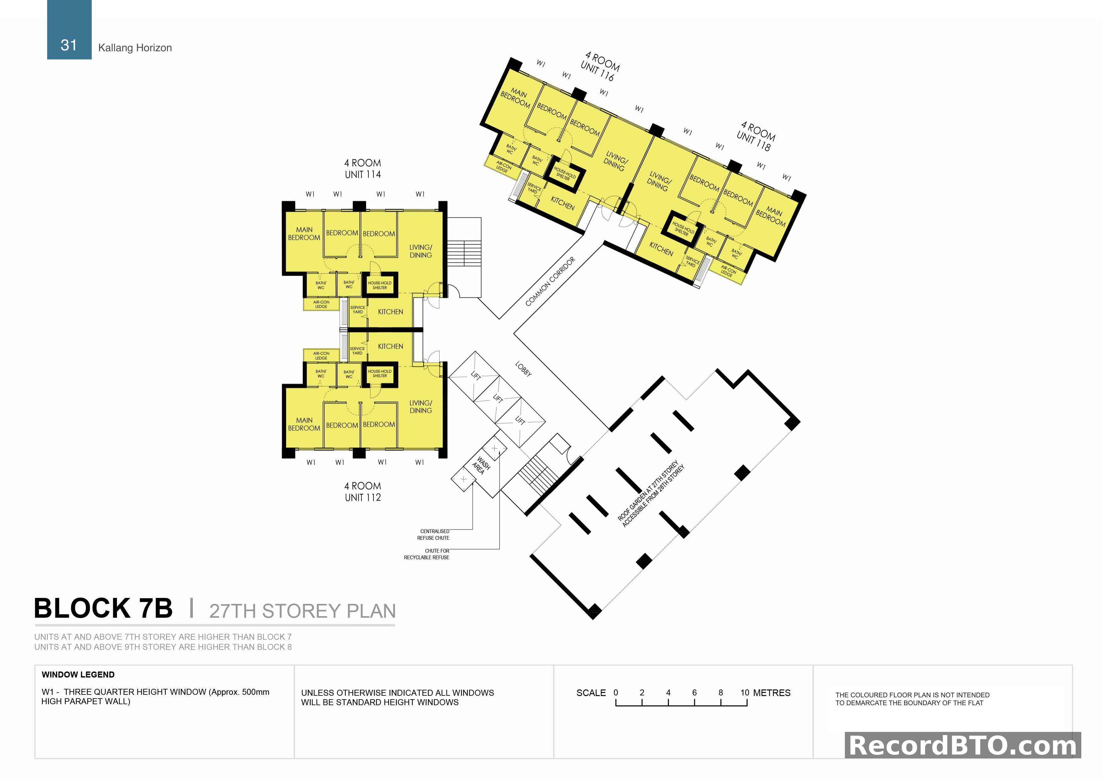 Block 7B: 27th Storey Floor Plan for 4-Room Units
