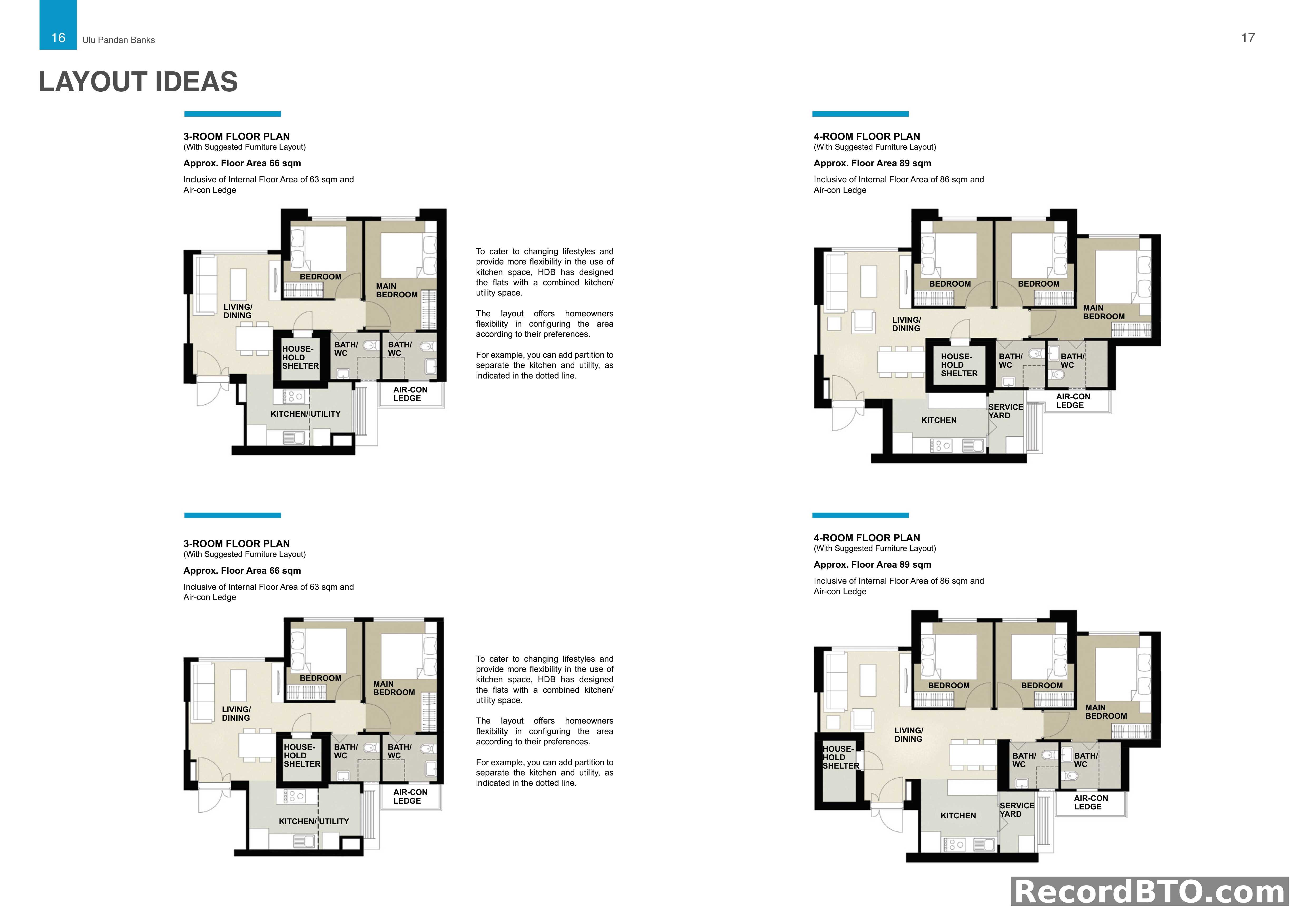 HDB BTO Layout Ideas: 3-Room and 4-Room Floor Plans