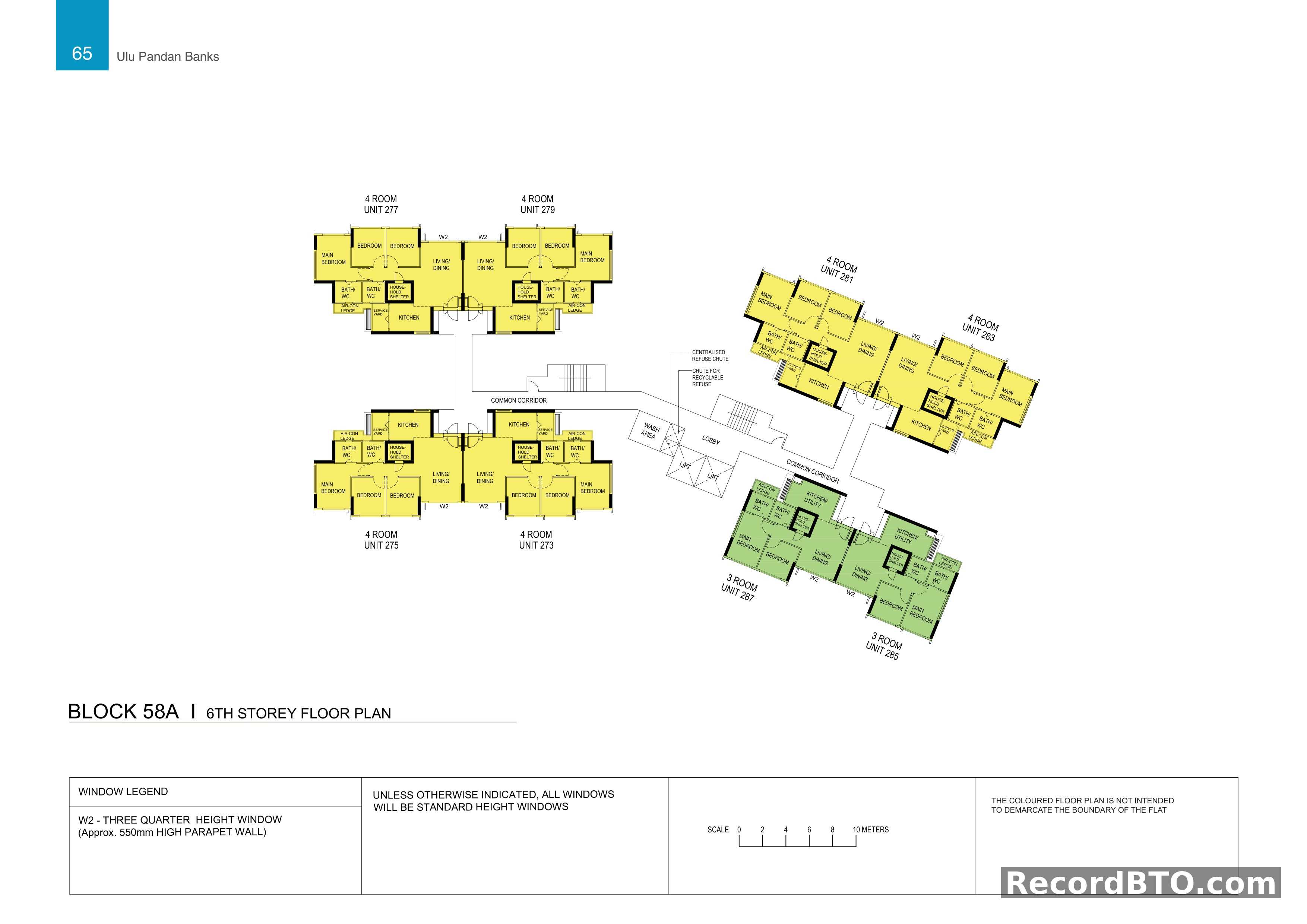 Block 58A: 6th Storey Floor Plans for 3- and 4-Room Units
