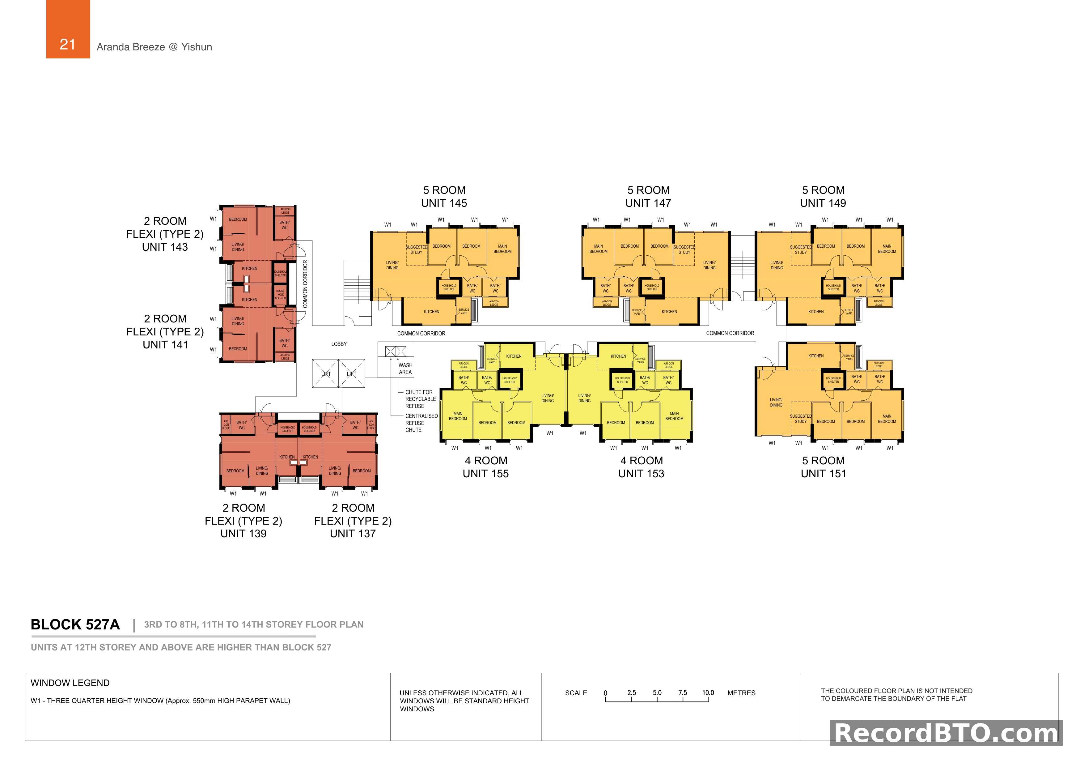 Block 527A: 3rd-8th, 11th-14th Storey Floor Plans