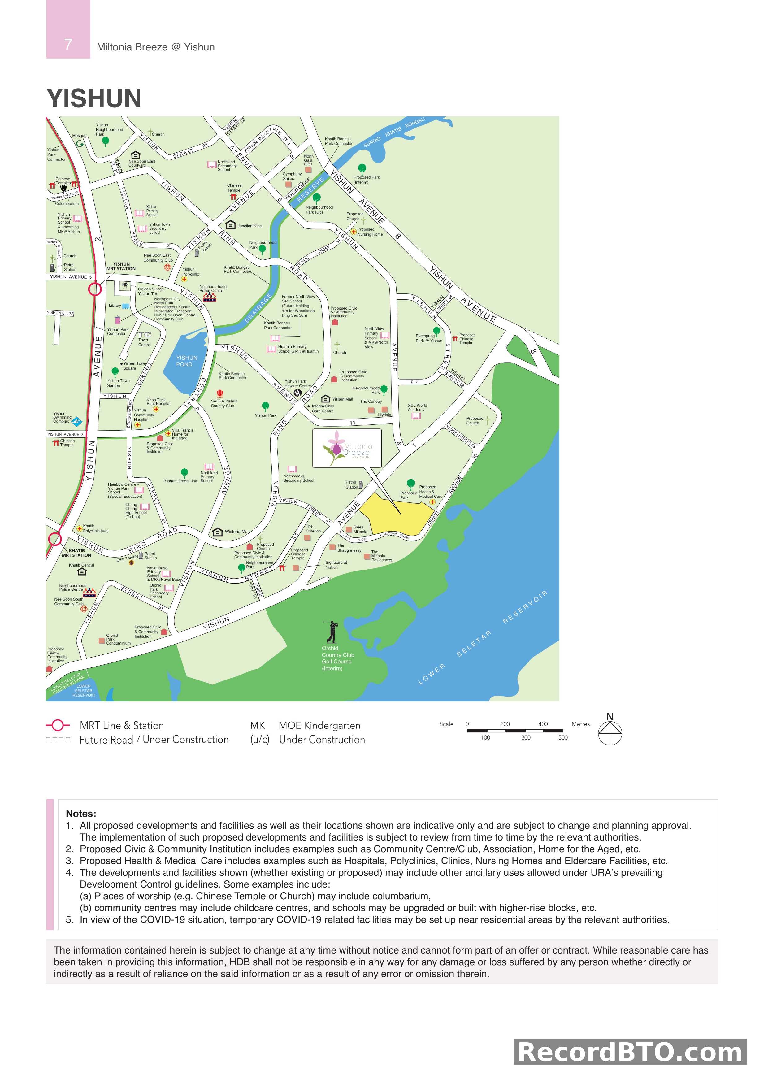 Yishun Area Map with Project Location and Amenities