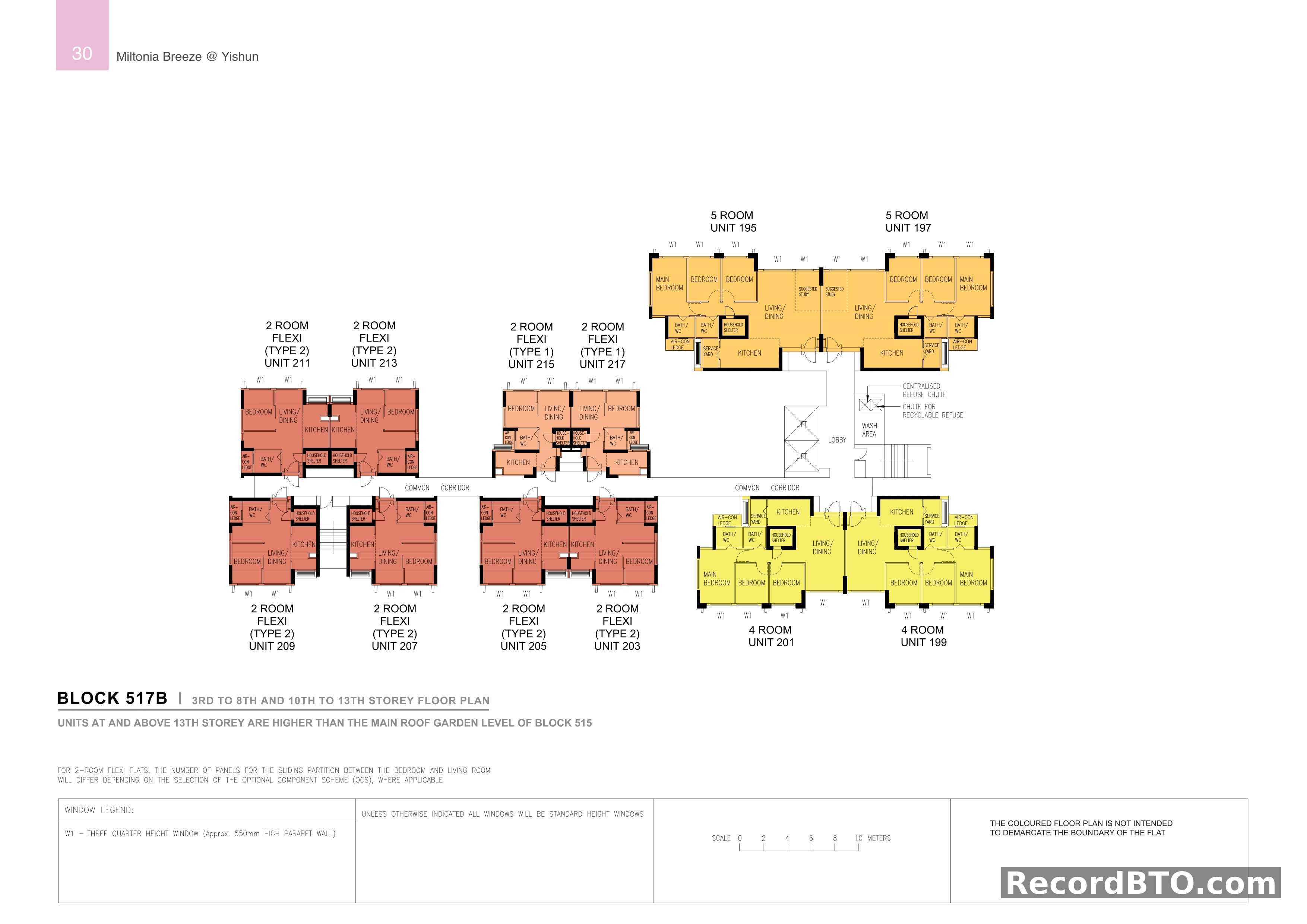 Block 517B: 3rd-8th & 10th-13th Storey Floor Plans