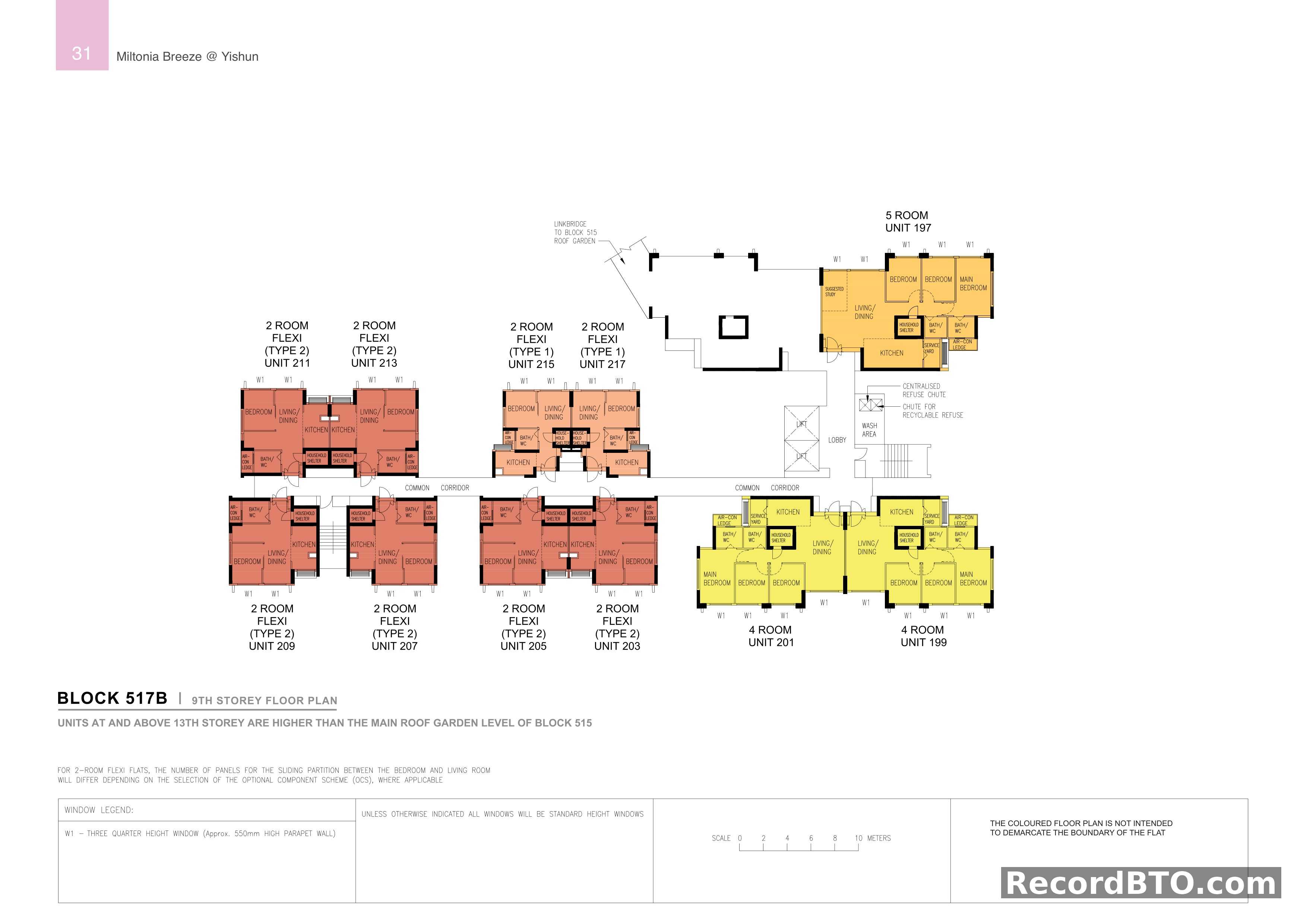 Block 517B: 9th Storey Floor Plan with Multiple Unit Types