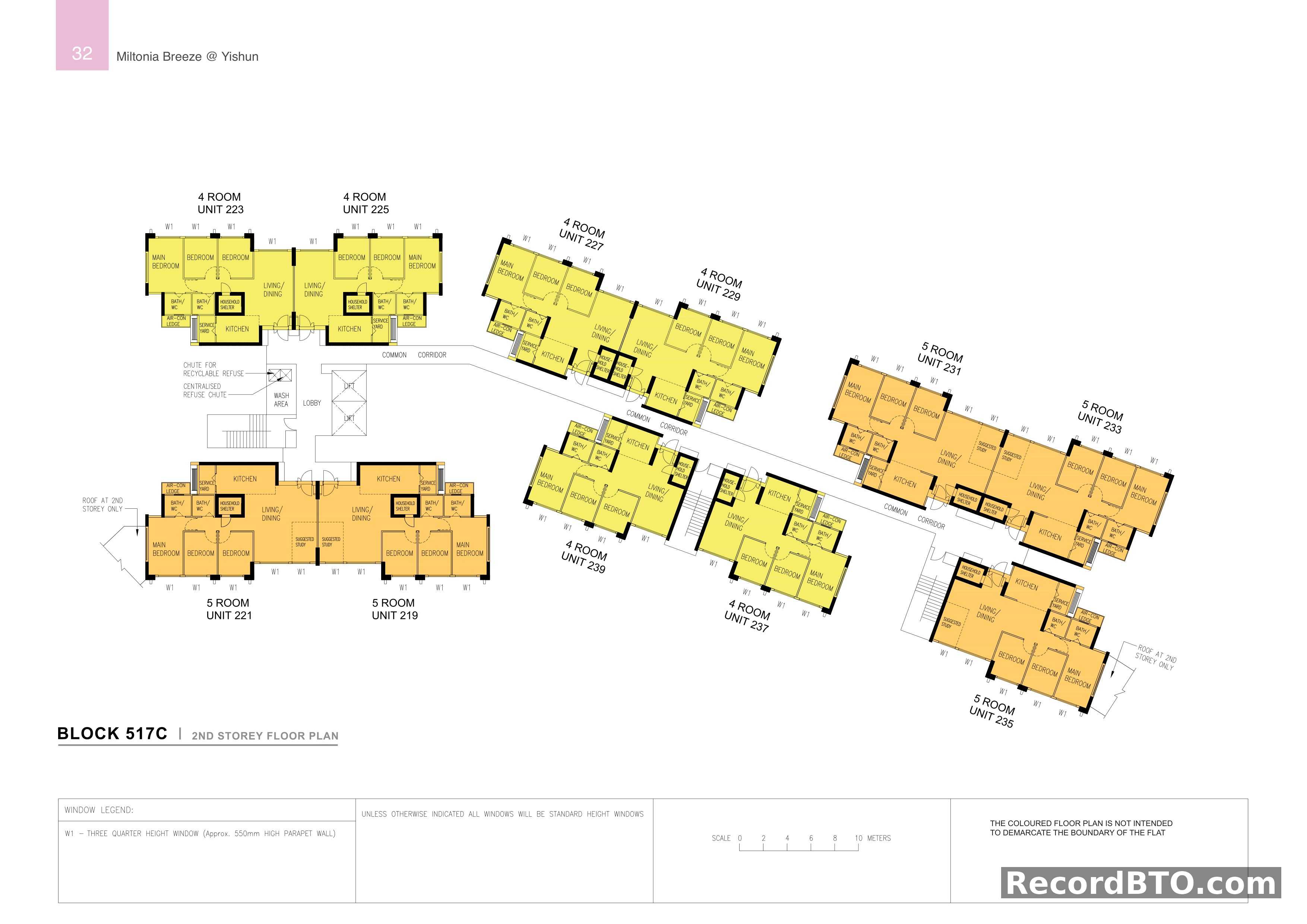 Block 517C: 2nd Storey Floor Plan with 4-Room and 5-Room Units