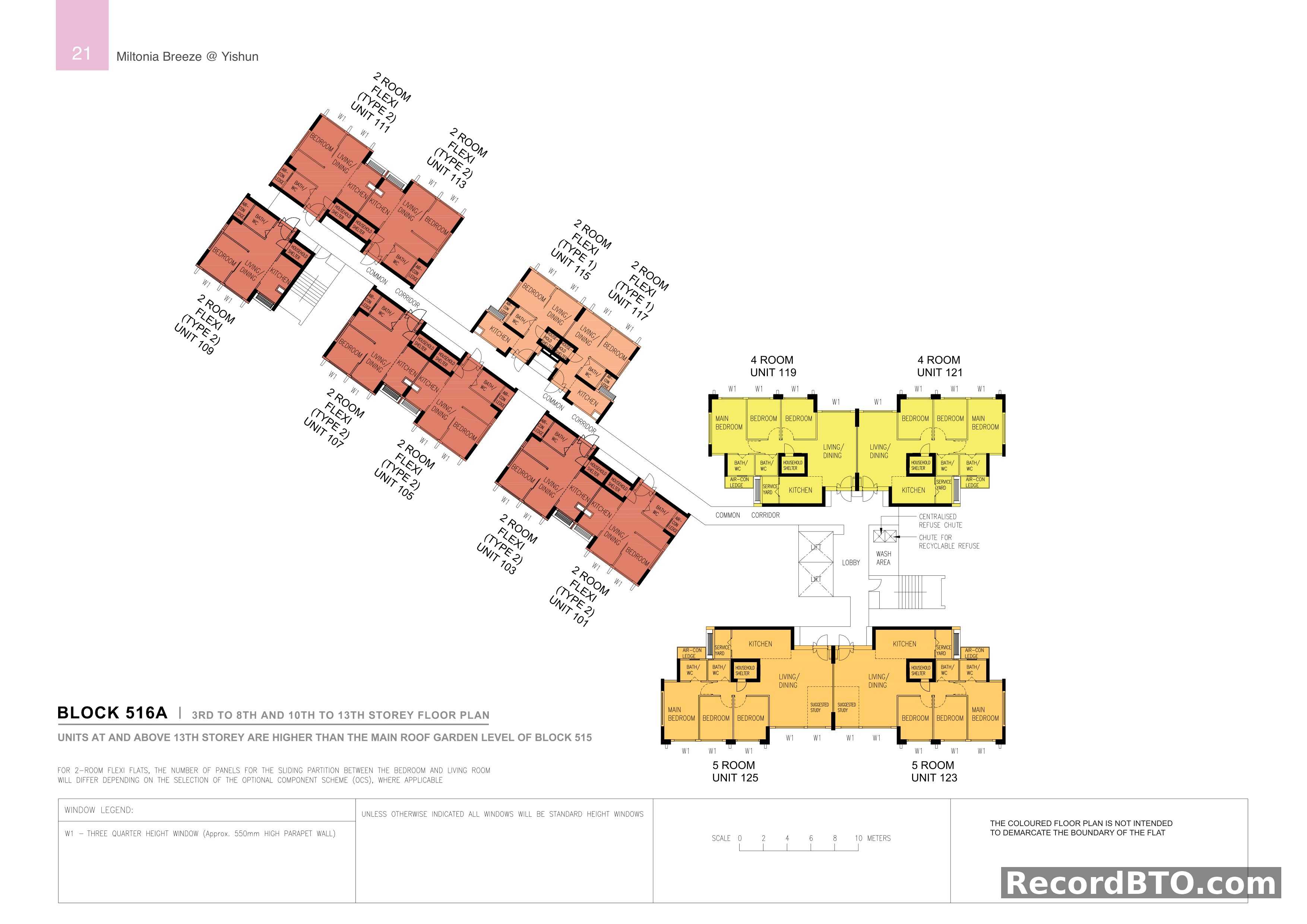 Block 516A: 3rd-8th & 10th-13th Storey Floor Plan
