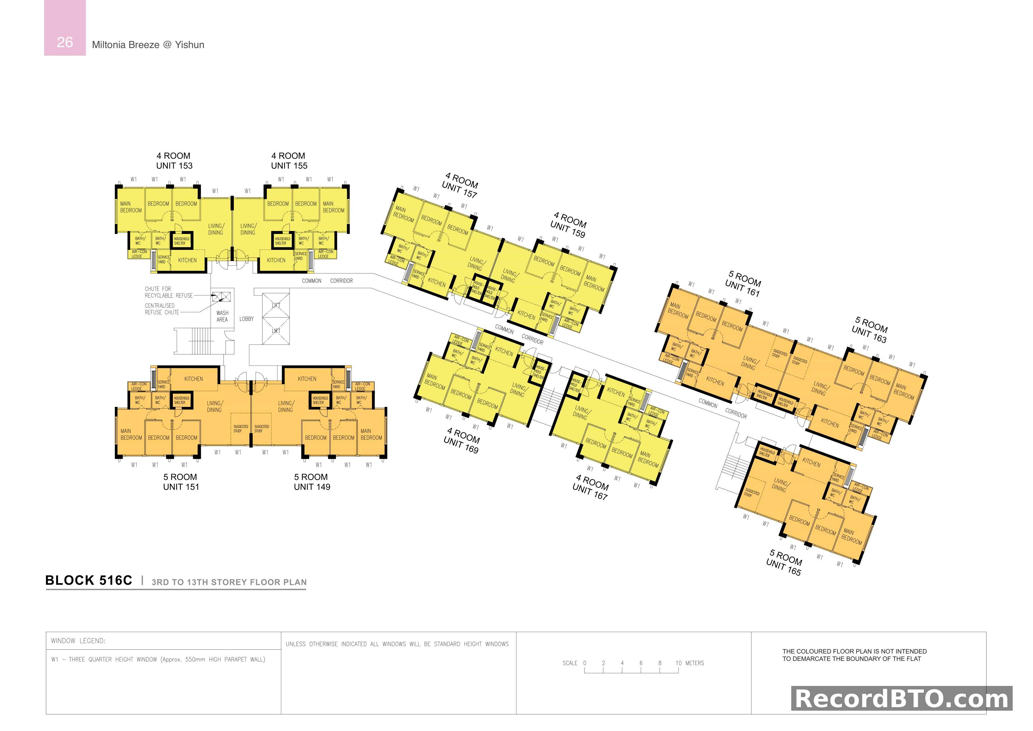 Block 516C: 3rd-13th Storey 4-Room & 5-Room Floor Plans