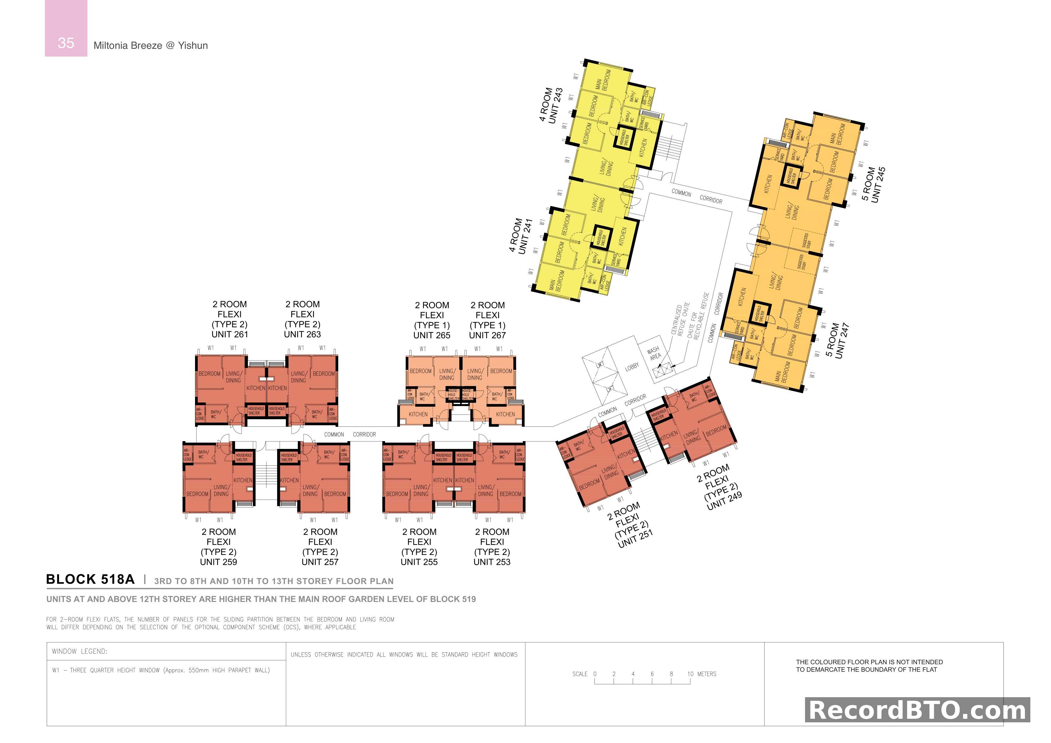 Block 518A: 3rd-8th & 10th-13th Storey Floor Plan