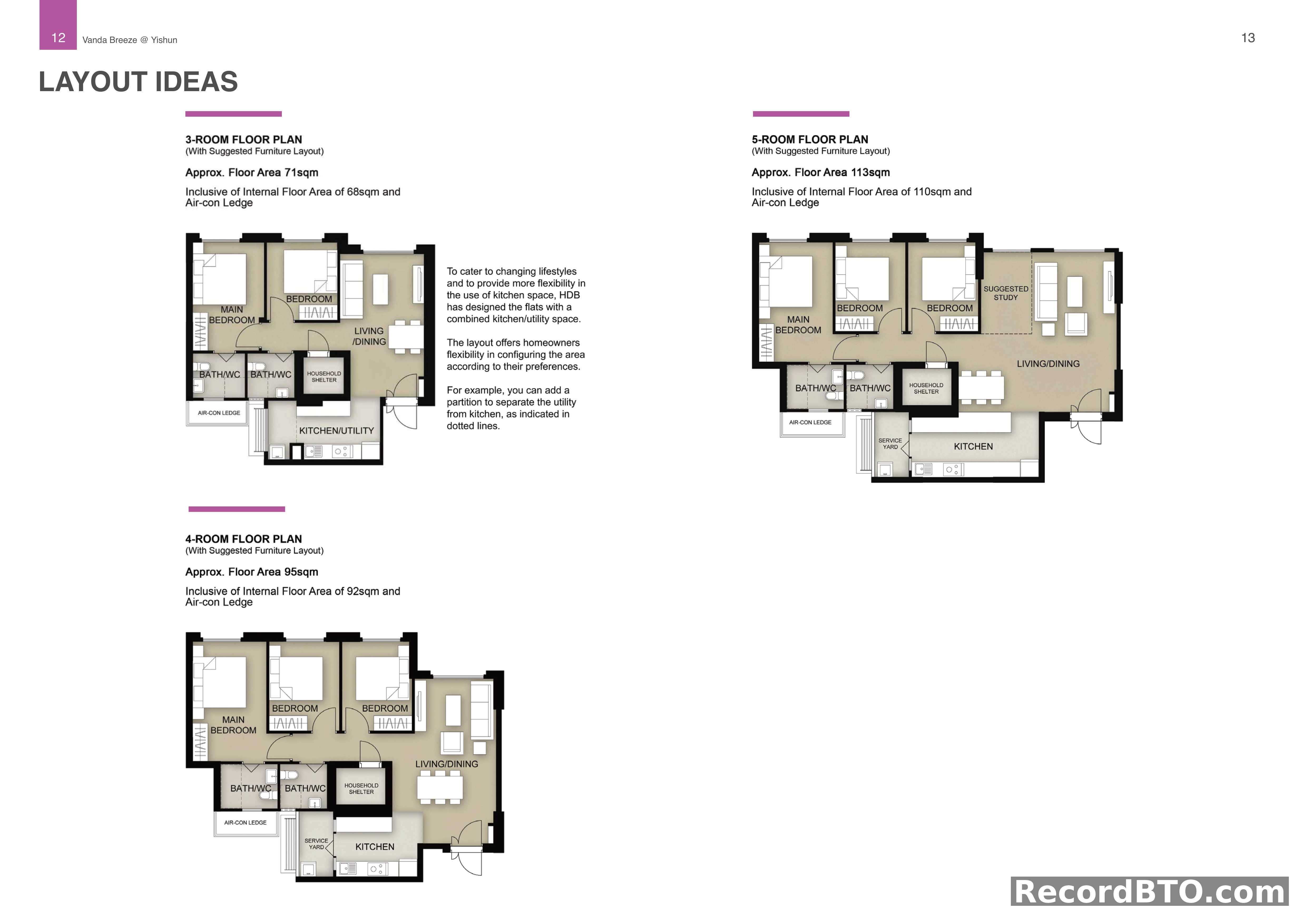 HDB BTO Floor Plan Layout Ideas for Multiple Flat Types