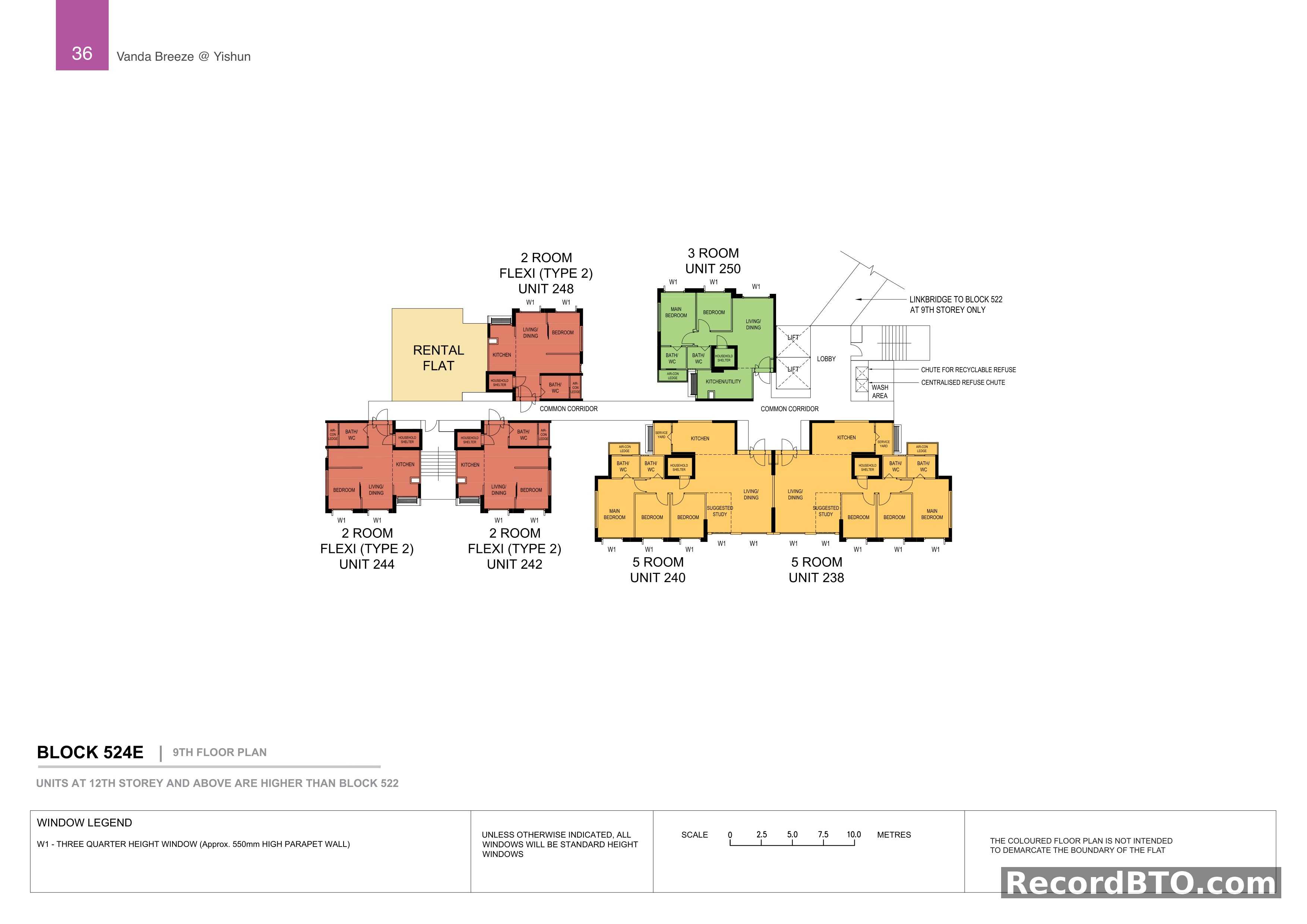 Block 524E: 9th Floor Plan with Unit Layouts