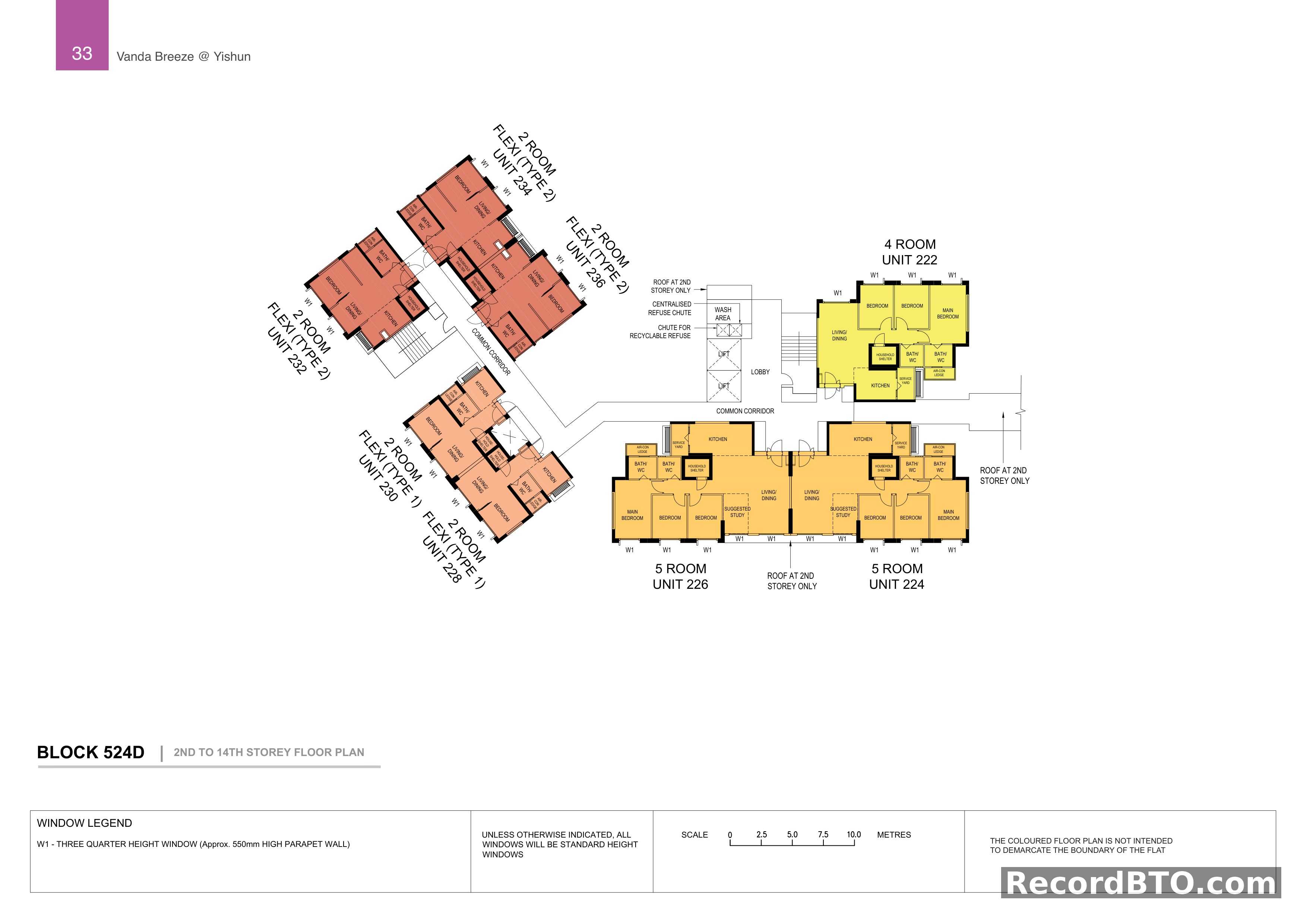 Block 524D: 2nd to 14th Storey Floor Plans