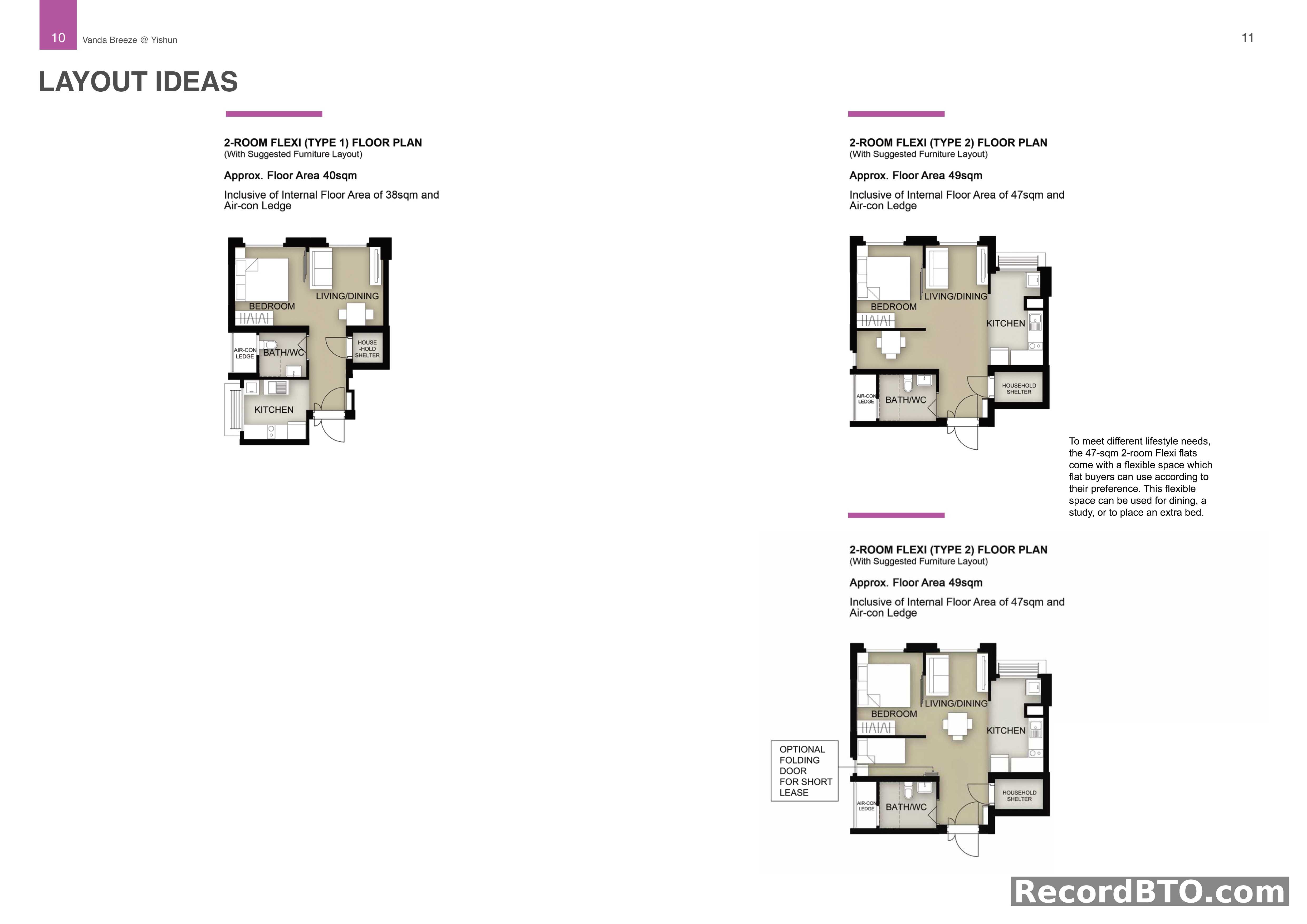 HDB BTO 2-Room Flexi Floor Plan Layout Ideas: Type 1 & Type 2
