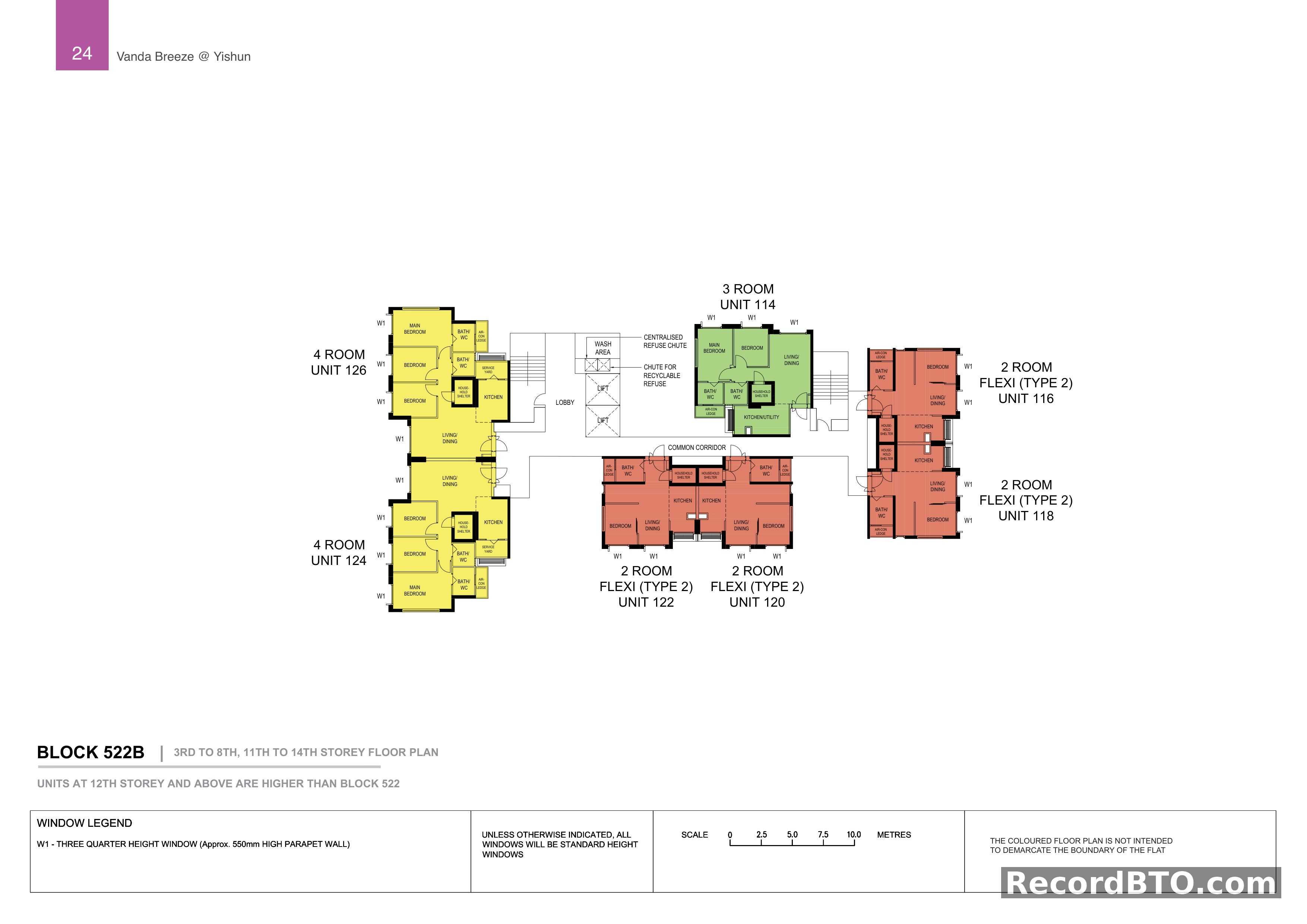 Block 522B: 3rd-8th, 11th-14th Storey Floor Plans