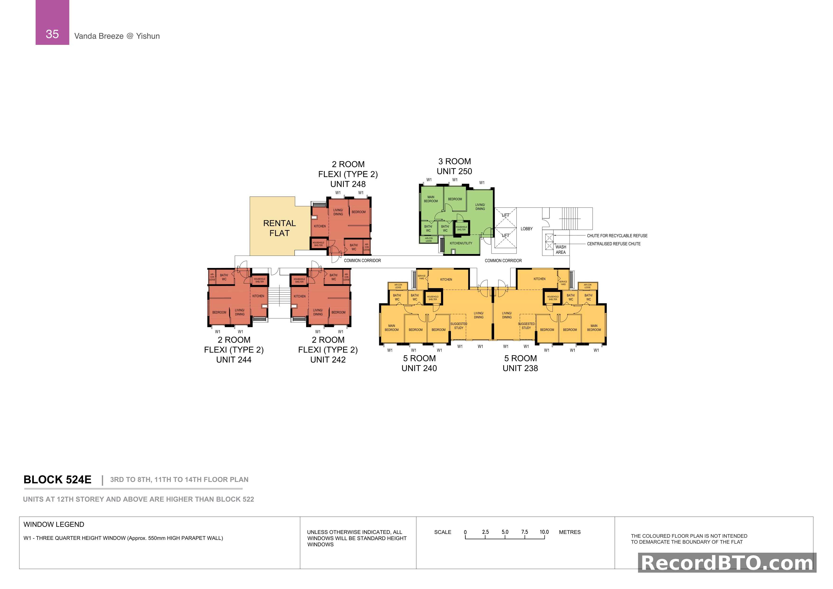 Block 524E: 3rd-8th, 11th-14th Storey Floor Plans