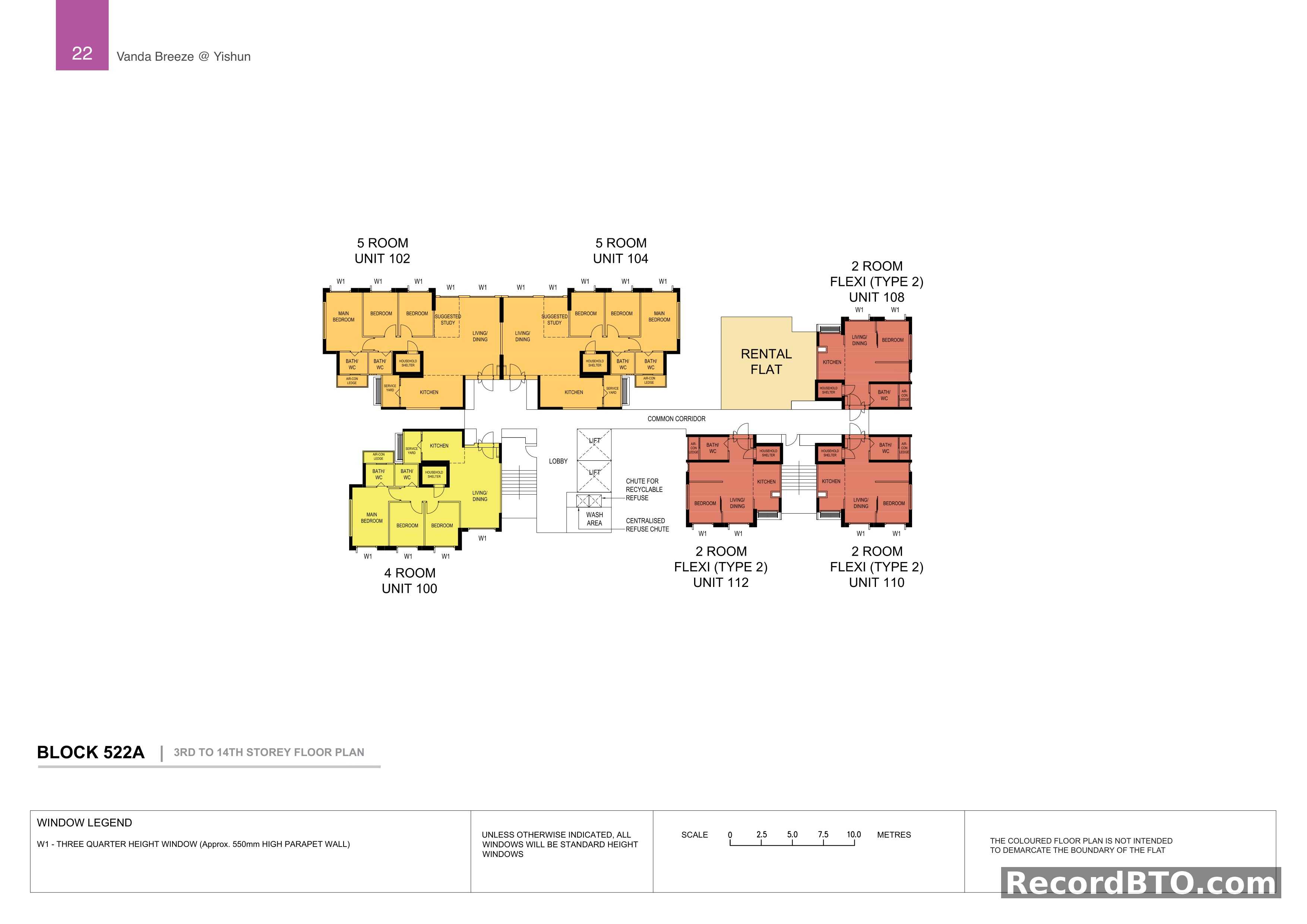 Block 522A: 3rd to 14th Storey Floor Plan