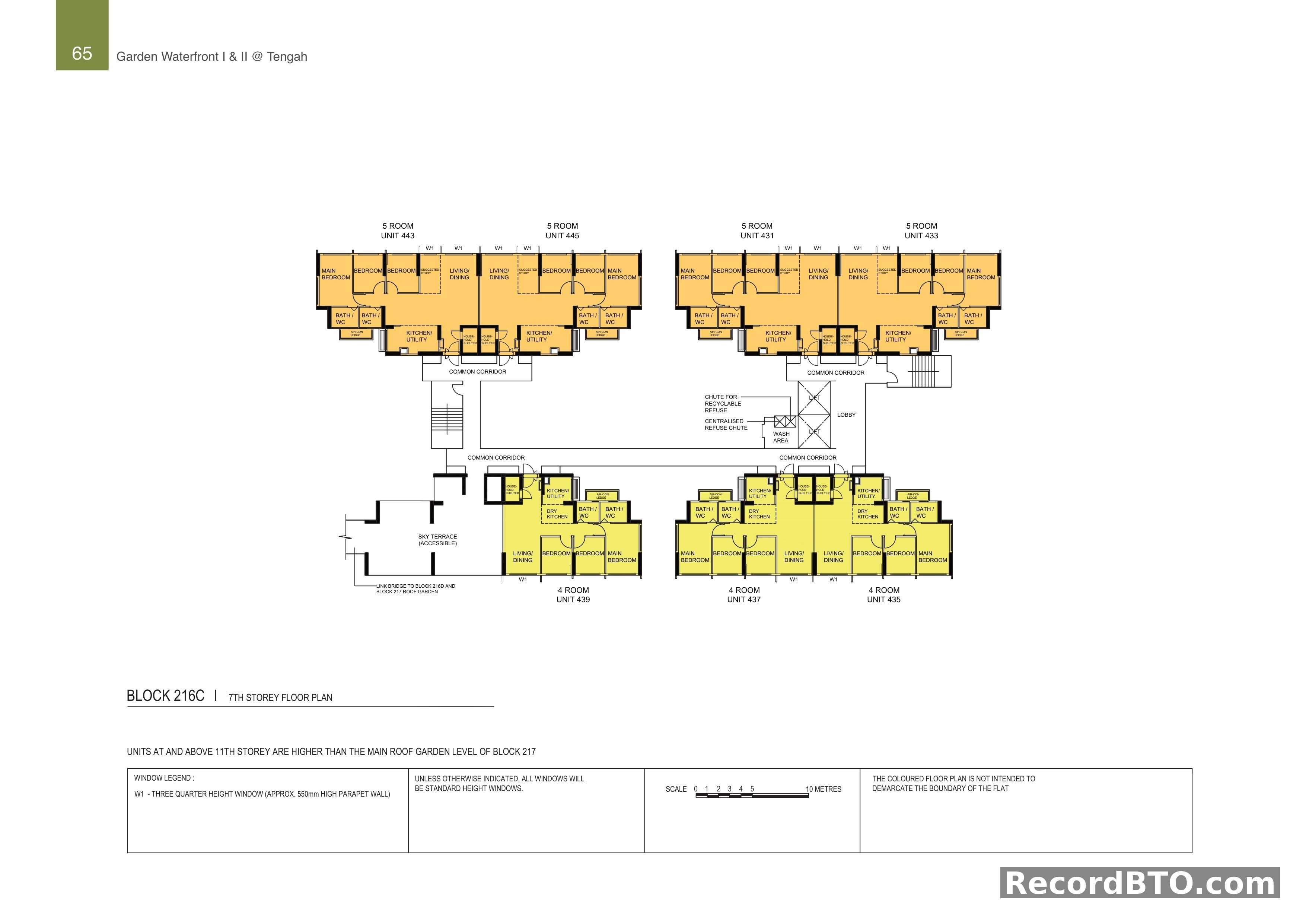 Block 216C: 7th Storey Floor Plan with 4-Room and 5-Room Units