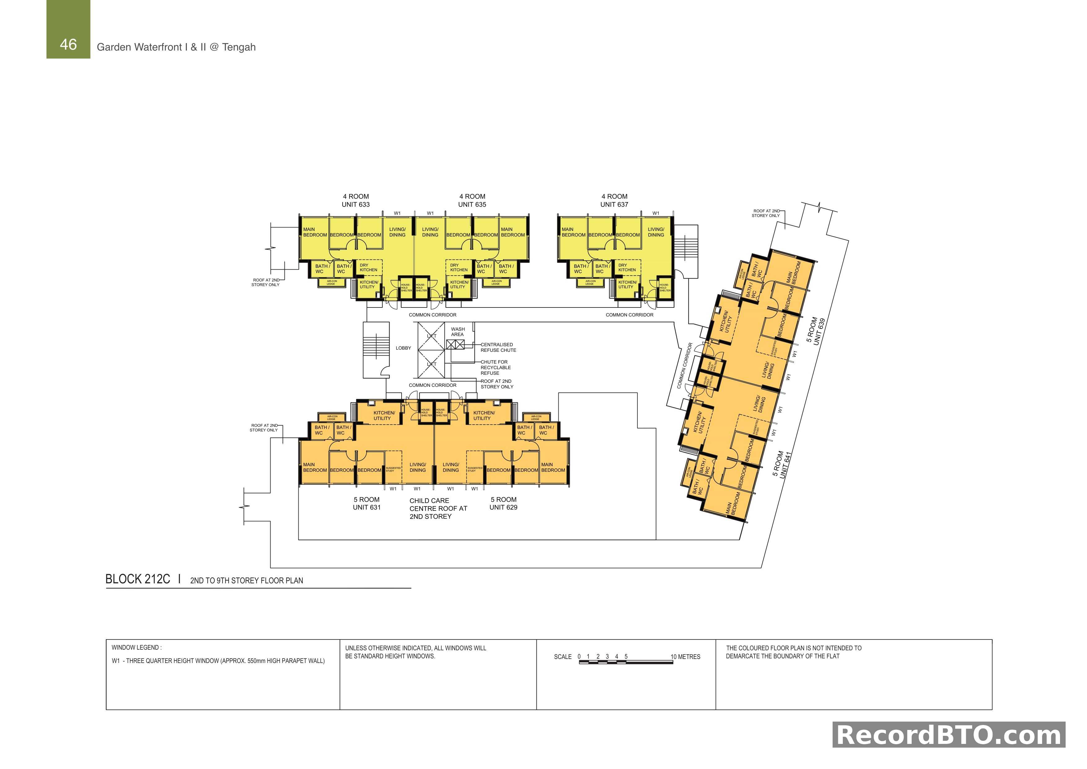 Block 212C: 2nd to 9th Storey Floor Plan, 4-Room & 5-Room Units