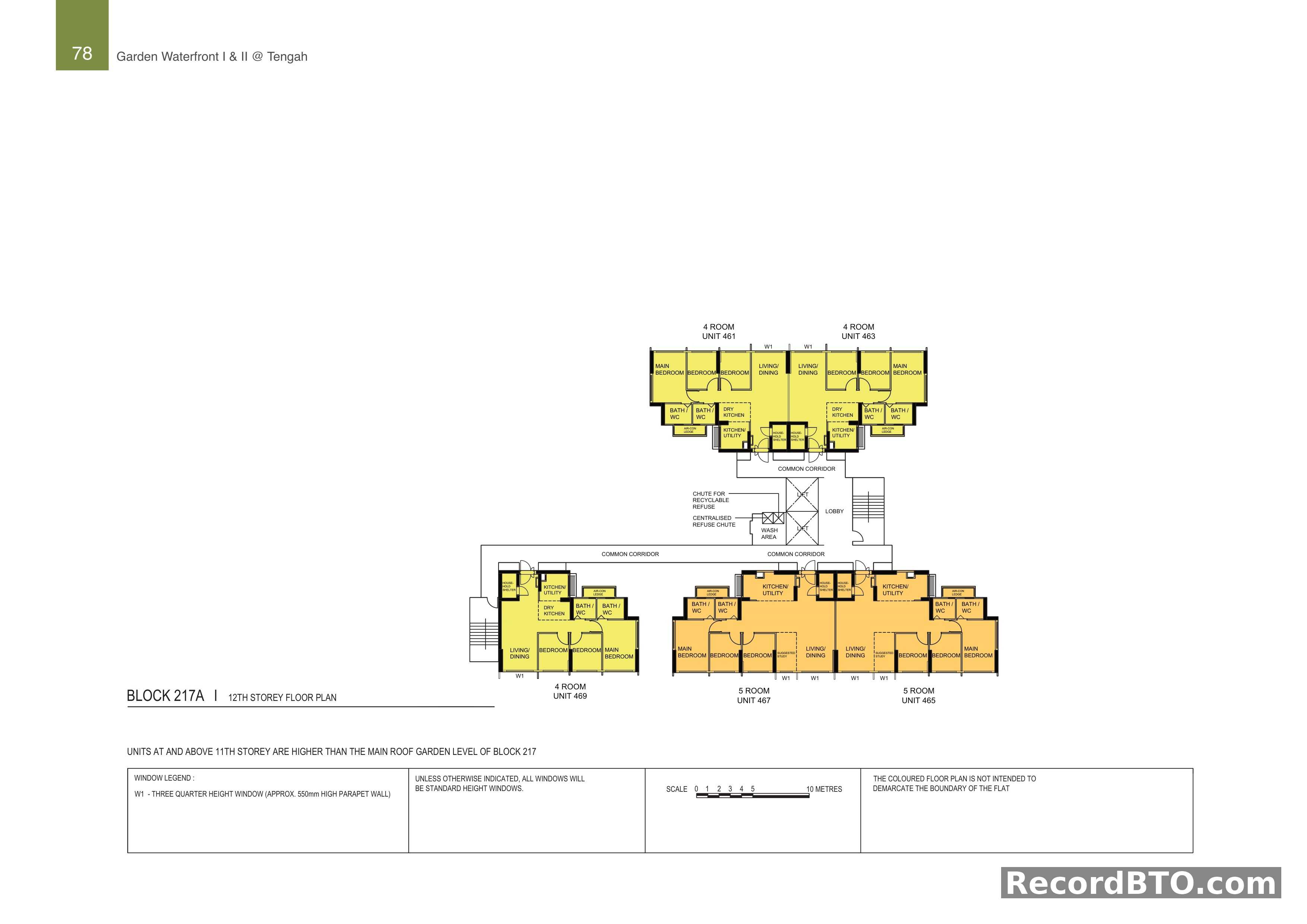 Block 217A: 12th Storey Floor Plan with 4-Room and 5-Room Units