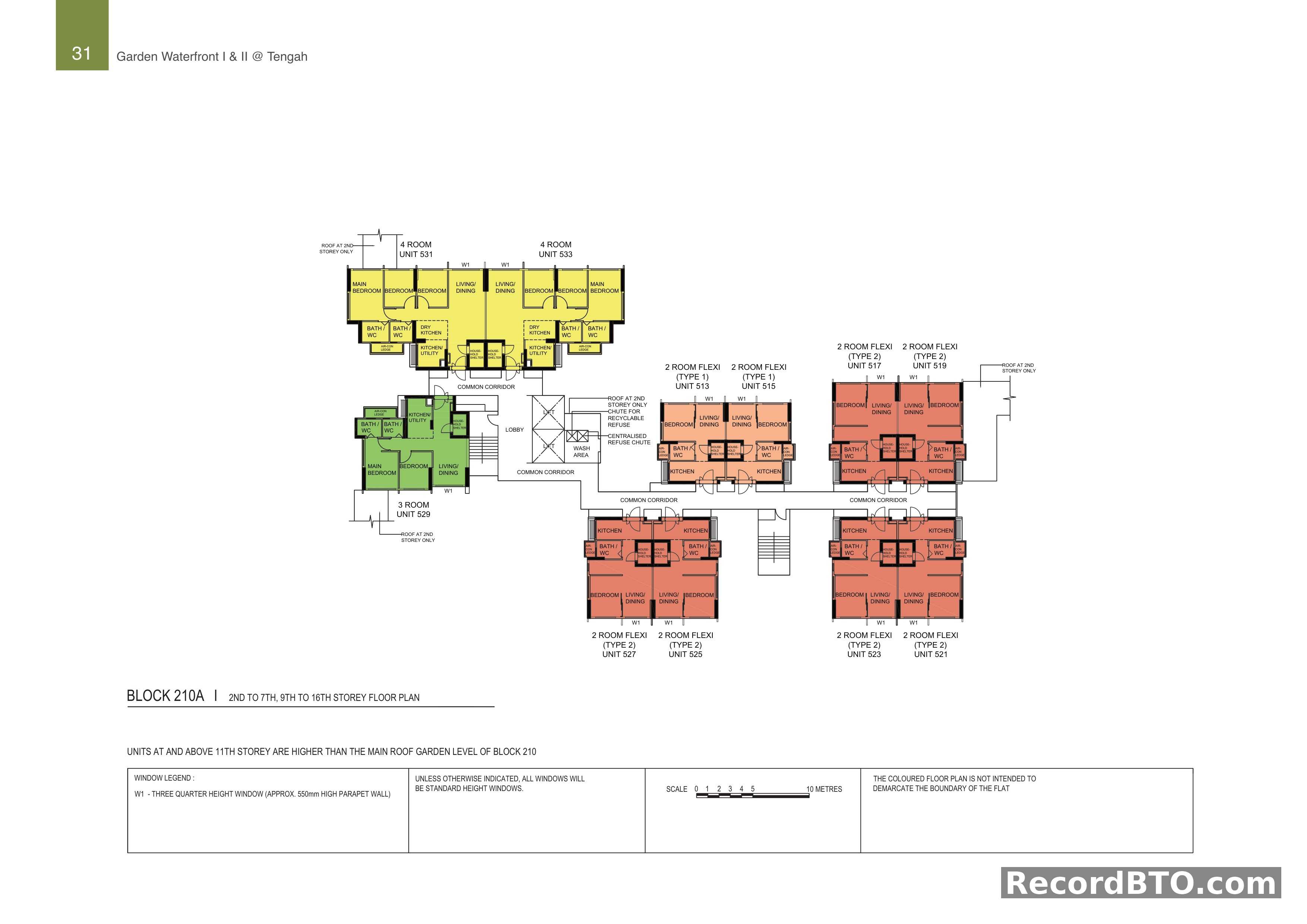 Block 210A: 2nd-7th, 9th-16th Storey Floor Plan