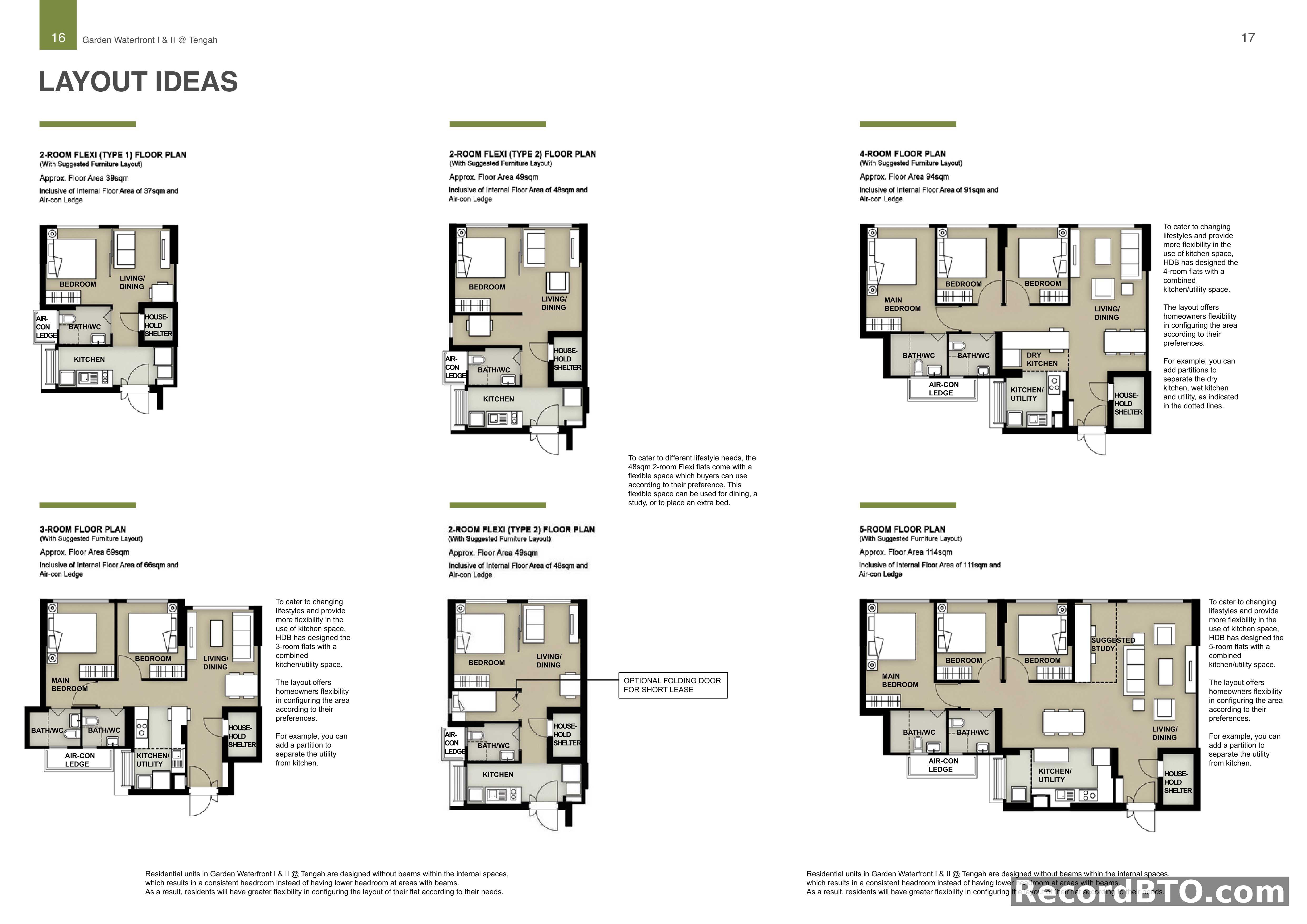 HDB BTO Flat Layout Ideas: 2-Room Flexi to 5-Room