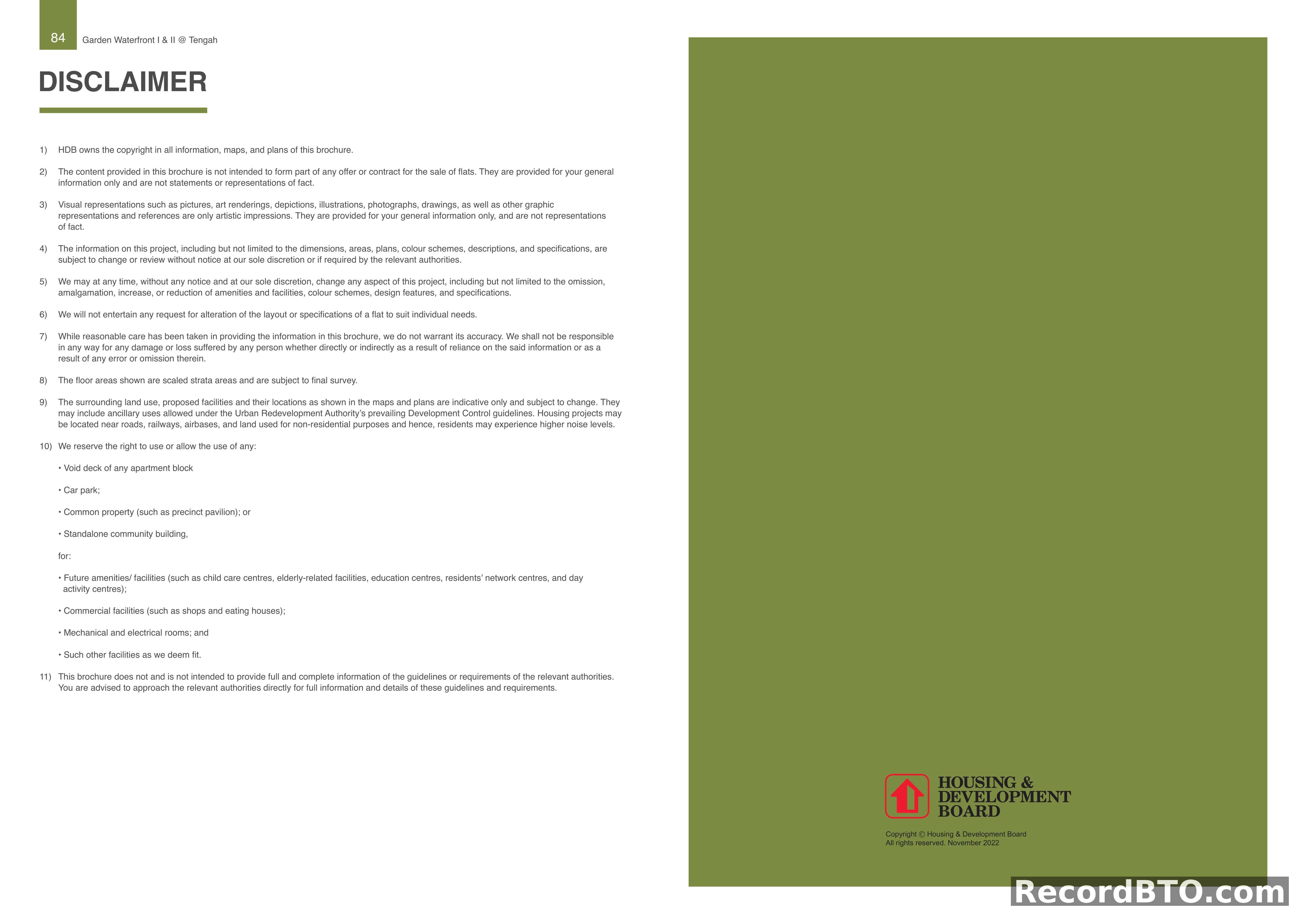 HDB BTO Brochure General Disclaimer Page
