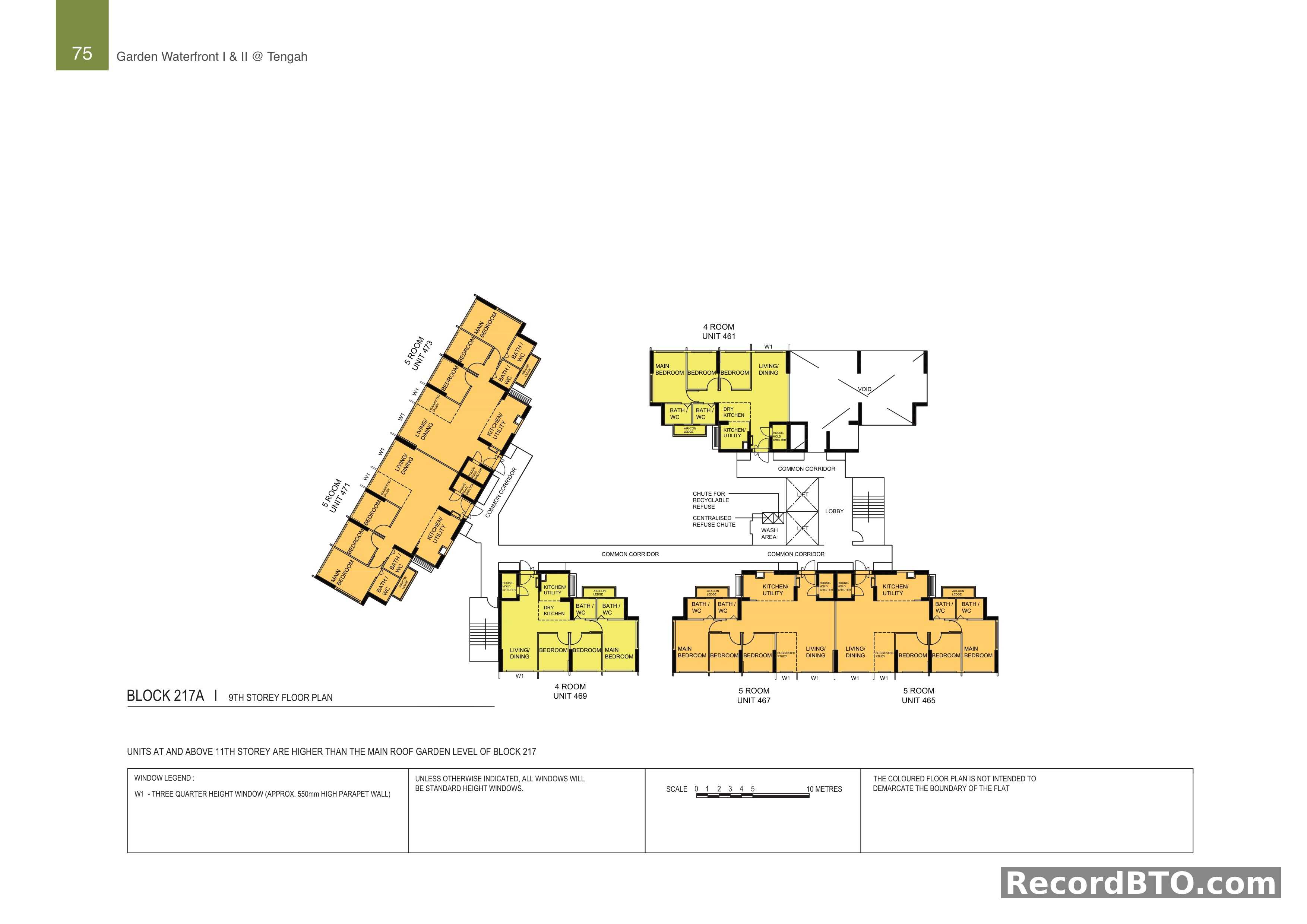 Block 217A: 9th Storey Floor Plan with 4-Room and 5-Room Units